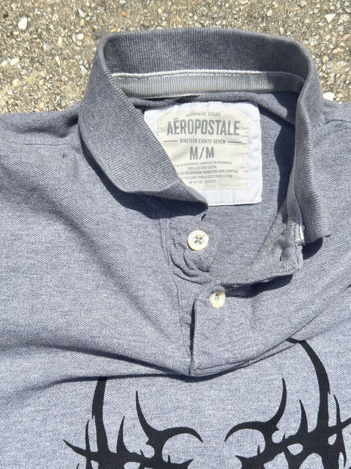 Aeropostale Aeropostale Heather Gray Polo with Black Graphic Size US M / EU 48-50 / 2 - 3 Thumbnail
