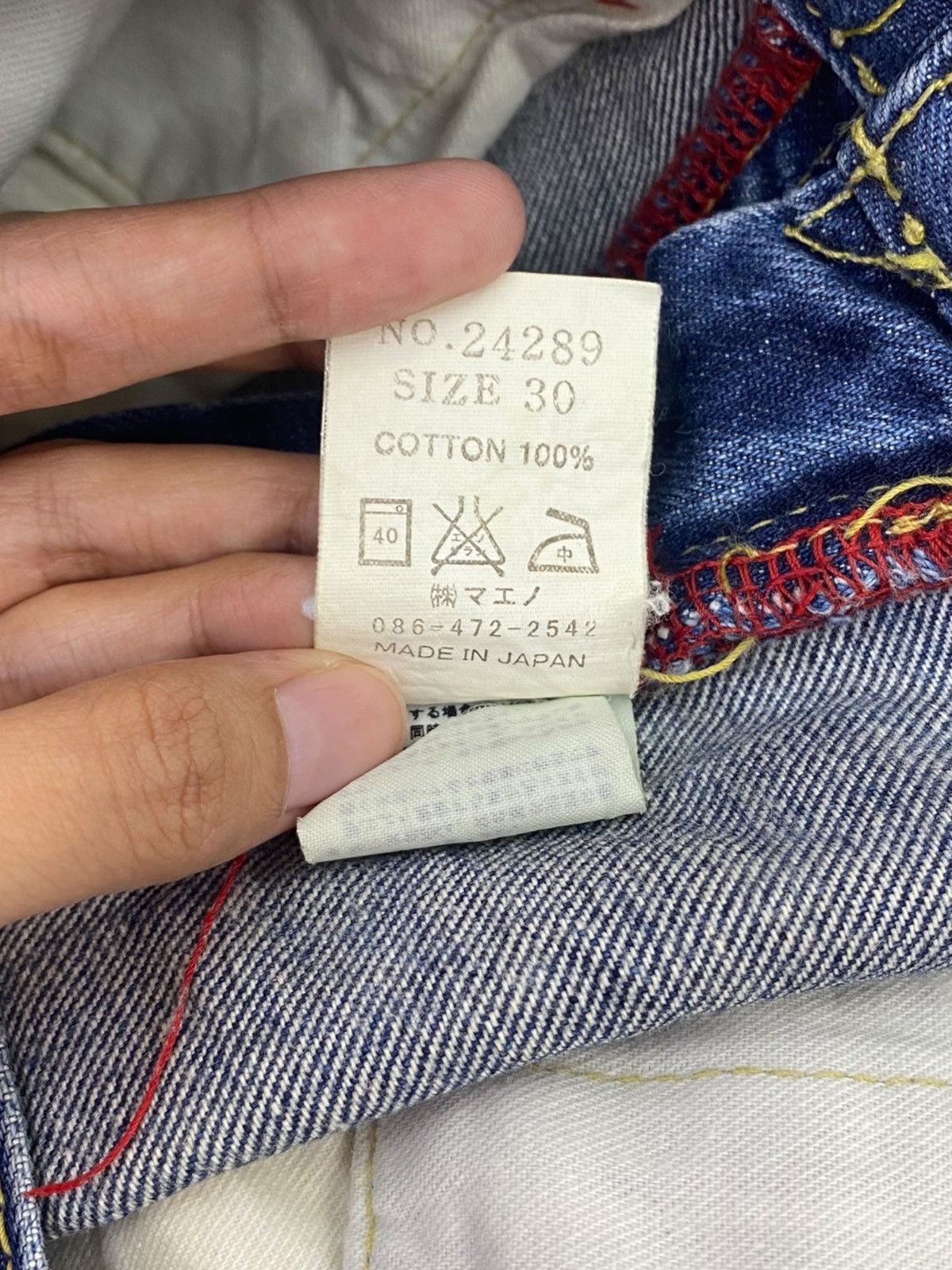 Japanese Brand Eternal Blue Ripped Patchwork Style Loose Jeans Size US 30 / EU 46 - 11 Thumbnail