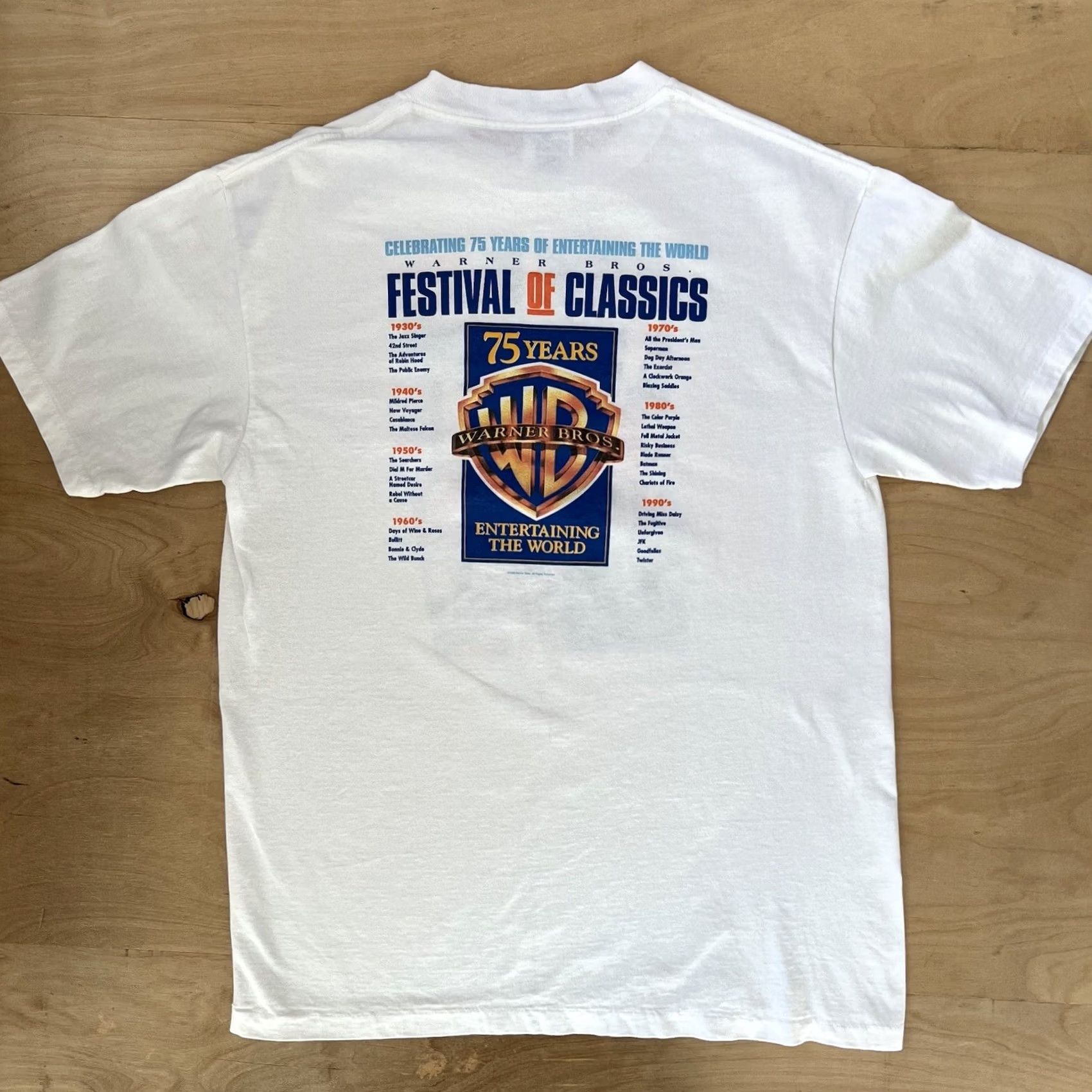 Vintage VINTAGE Warner Bros Festival Of Classics Shirt L White 90s Movie Promo Horror Tee Mens Size US L / EU 52-54 / 3 - 6 Thumbnail