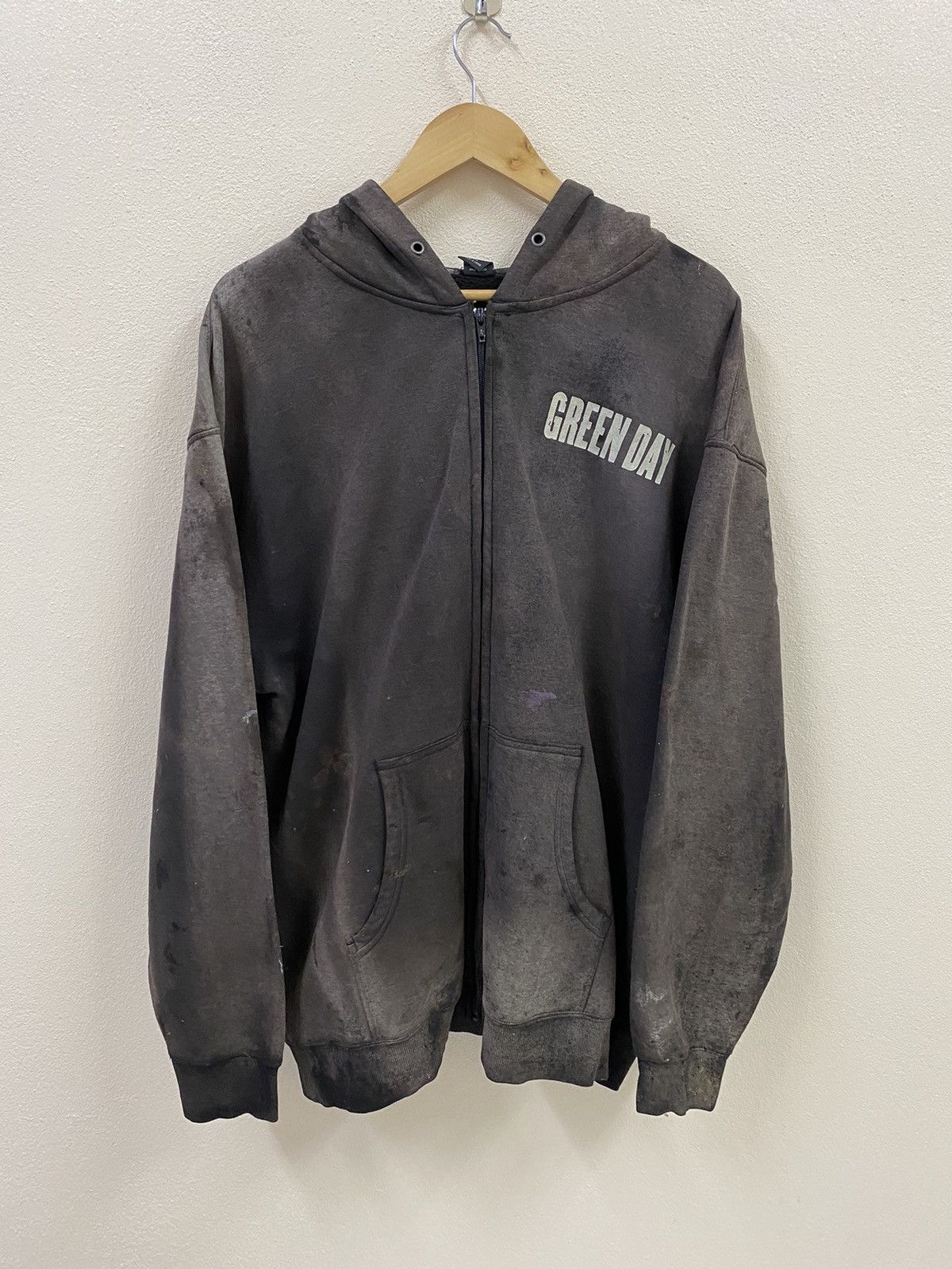 Vintage Vtg Green Day Hoodie Trashed Size US L / EU 52-54 / 3 - 2 Thumbnail