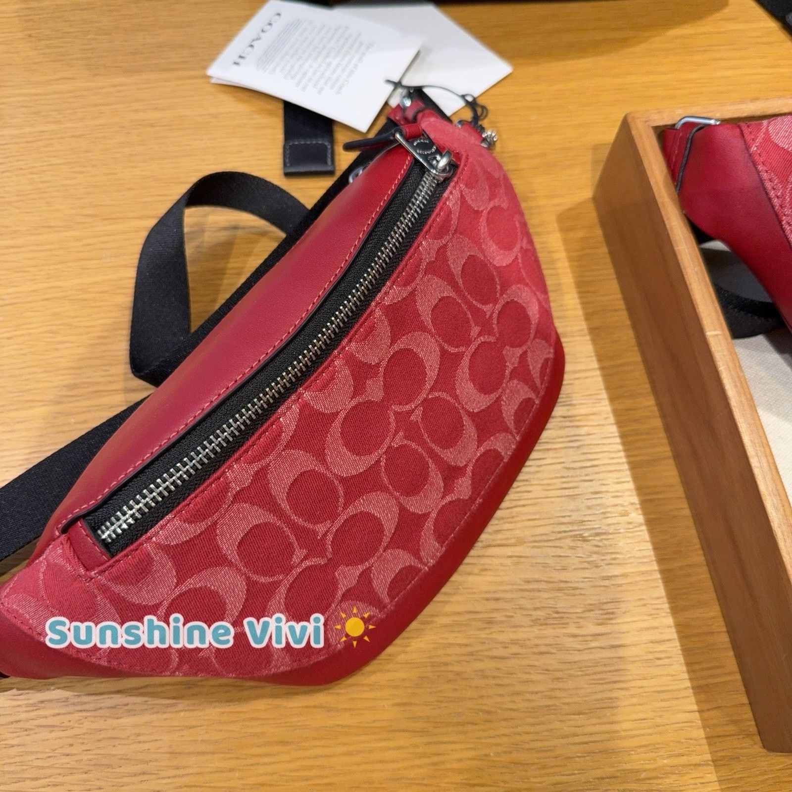 Coach NWT Coach Warren Mini Denim Belt Bag CAJ43 Ruby Red Size ONE SIZE - 2 Thumbnail