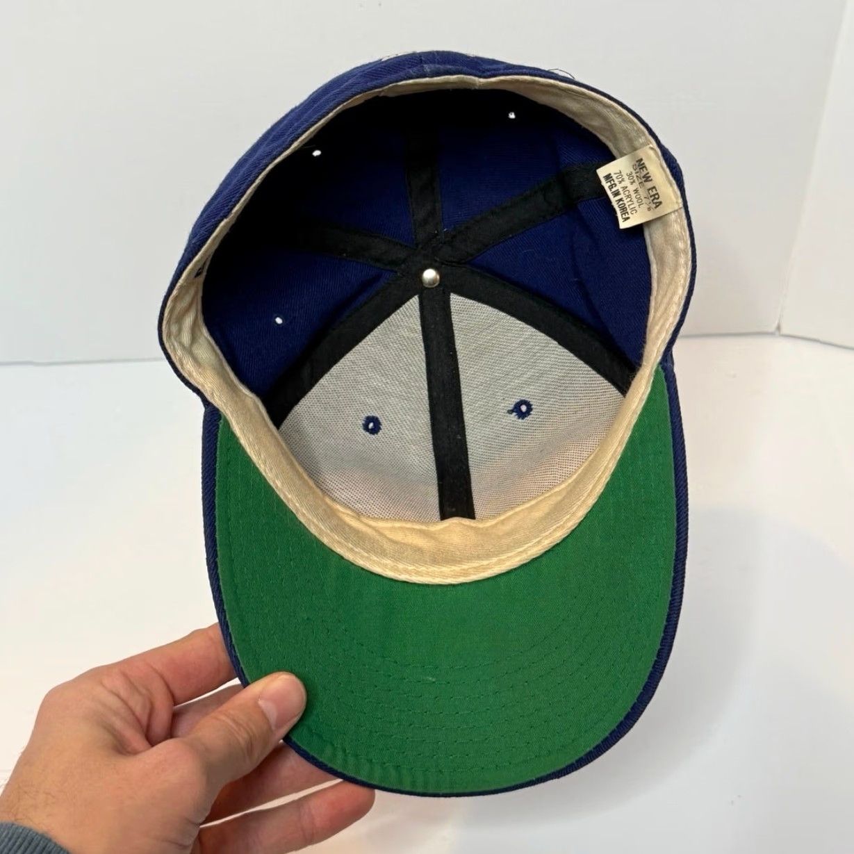New Era VINTAGE 90s Detroit Lions New Era Pro Model Fitted Hat 7 1/8 NFL Football Blue Mens Baseball Cap 90s Sports Lions Size ONE SIZE - 5 Thumbnail