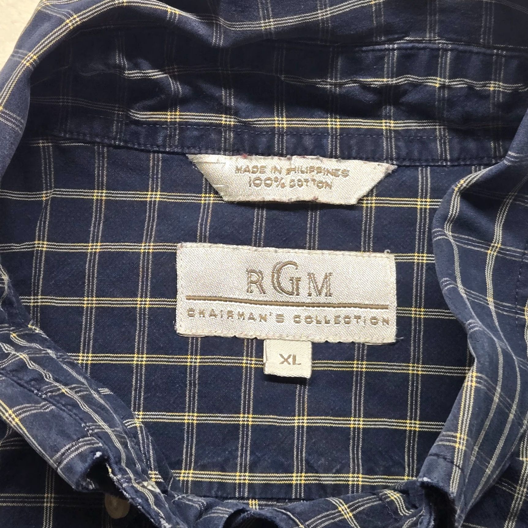 Vintage RGM Shirt Blue Button-Front 100% Cotton Men's XL Button-Up Casual Classic Check Long Sleeve Size US XL / EU 56 / 4 - 3 Thumbnail