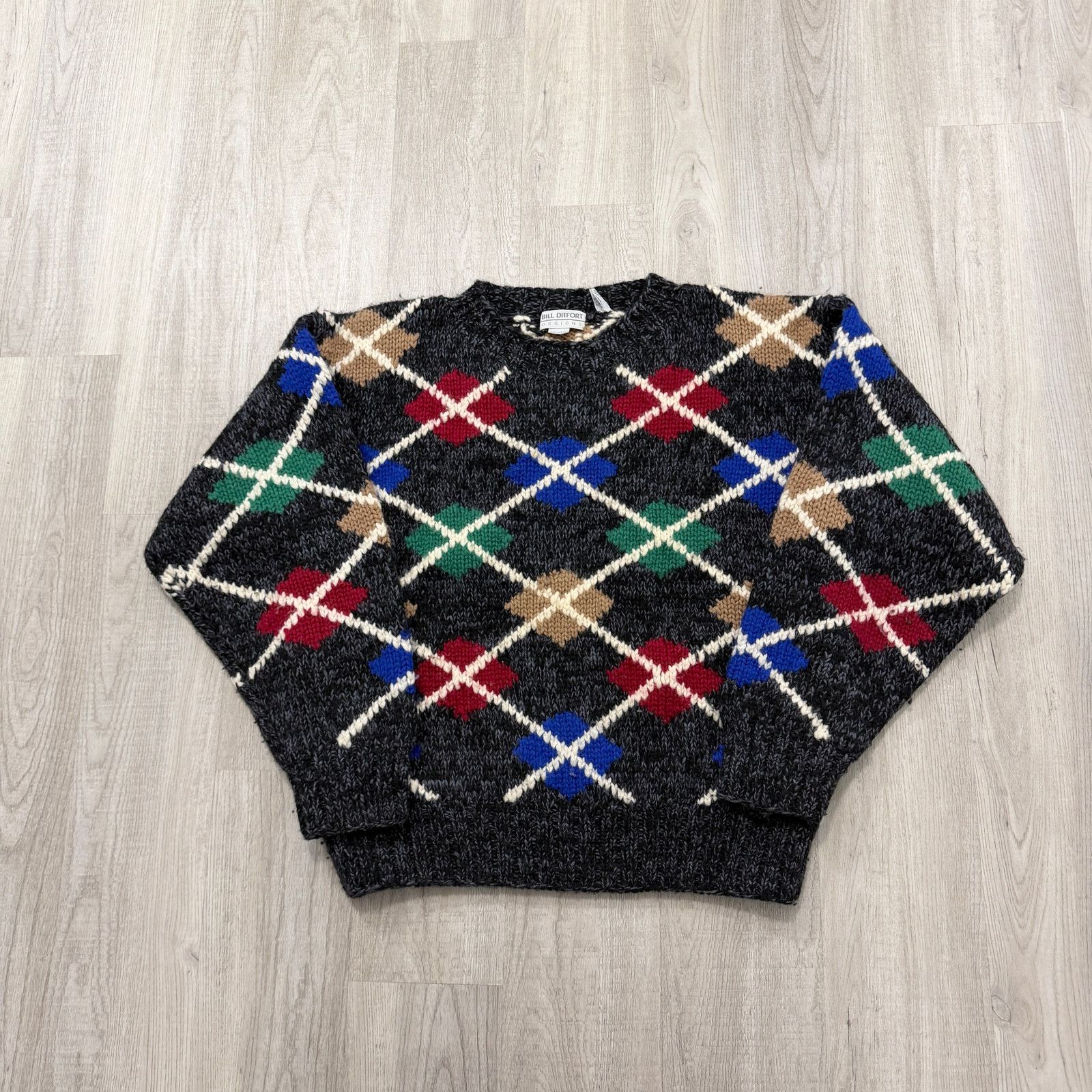 Vintage Vintage Bill Ditfort Sweater Men's Large Argyle Crewneck Size US L / EU 52-54 / 3 - 1 Thumbnail