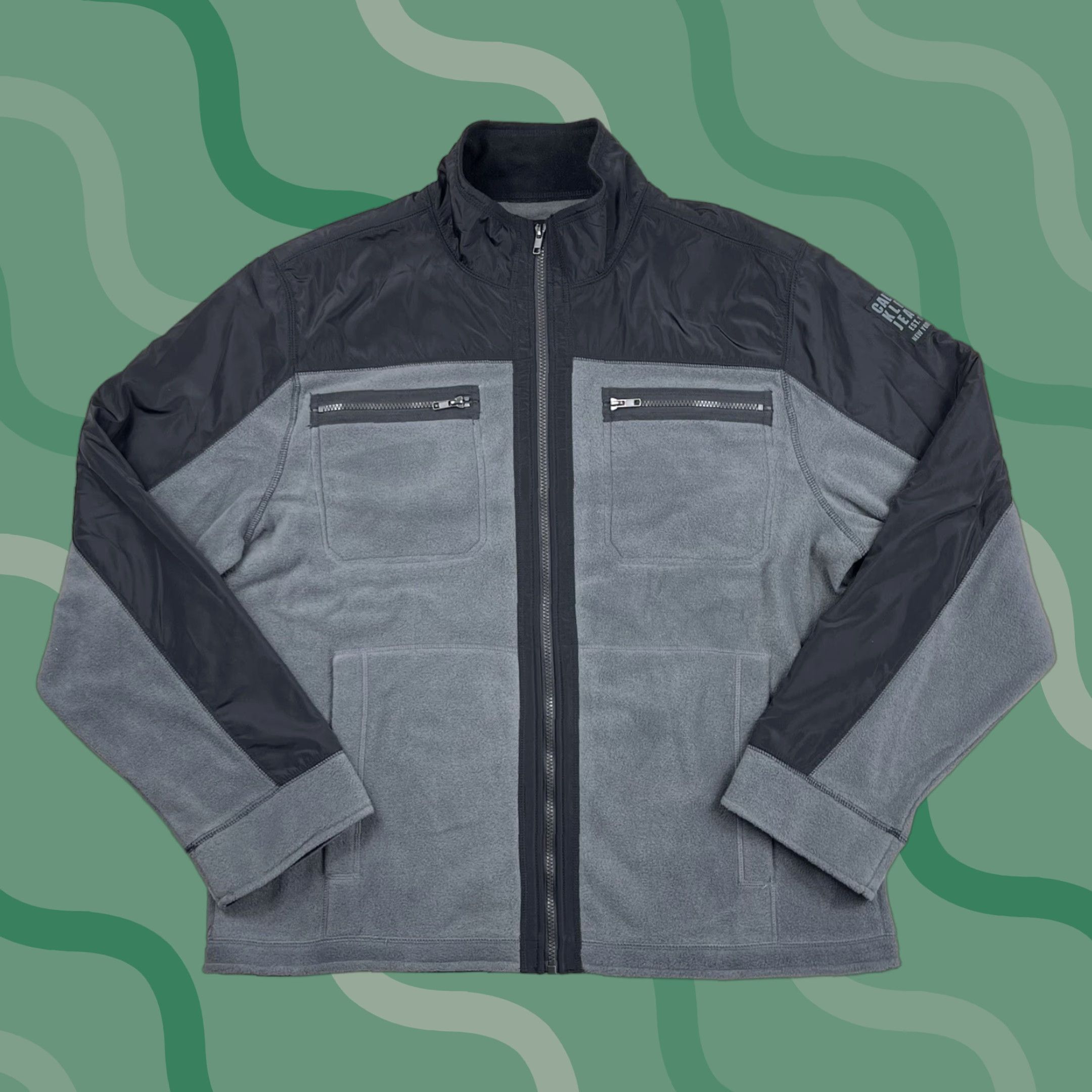 Calvin Klein Calvin Klein Mens Jacket Fleece Full Zip 2XL Pockets Gray Black Casual Outdoor Denali Size US XXL / EU 58 / 5 - 1 Thumbnail