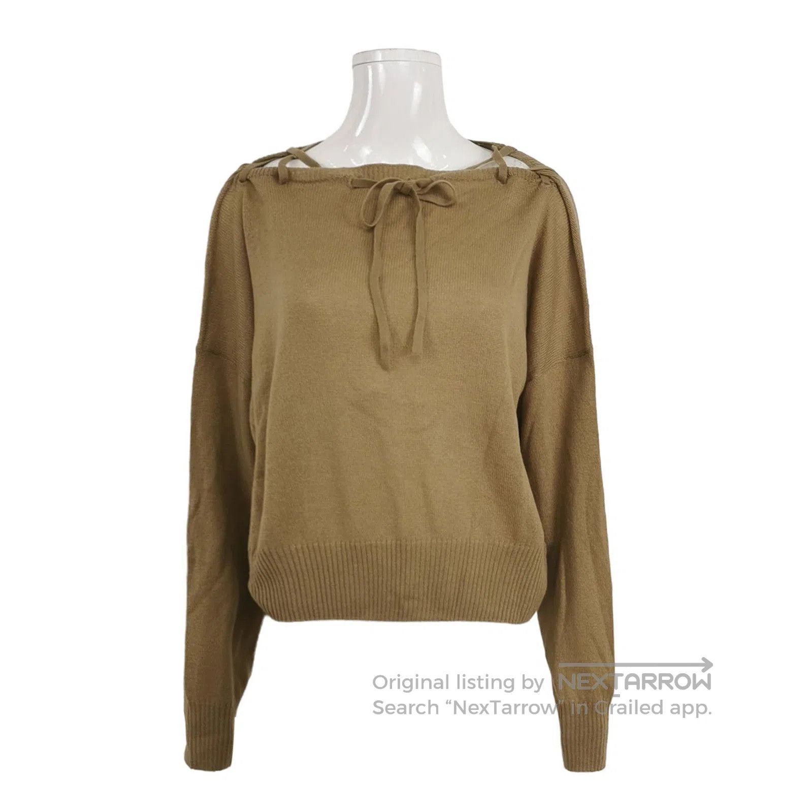Prada Prada Cashmere Tie Sweater in Earthy Tone . Size L / US 10 / IT 46 - 1 Thumbnail