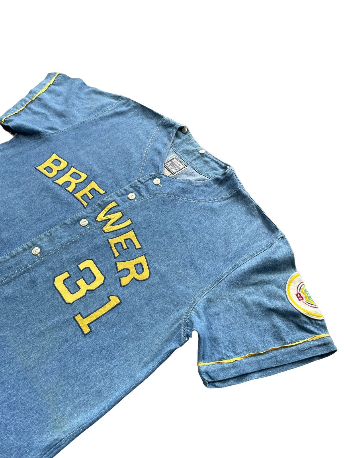 MLB Vintage 90’s Brewer No 31 Denim Shirt Size US XL / EU 56 / 4 - 2 Thumbnail