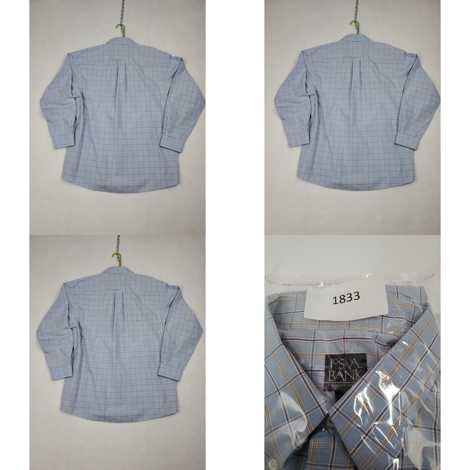 Jos. A. Bank Jos A Bank Travelers Collection Mens XL Blue Plaid Long Sleeve Button-Down Shirt Size US XL / EU 56 / 4 - 10 Thumbnail