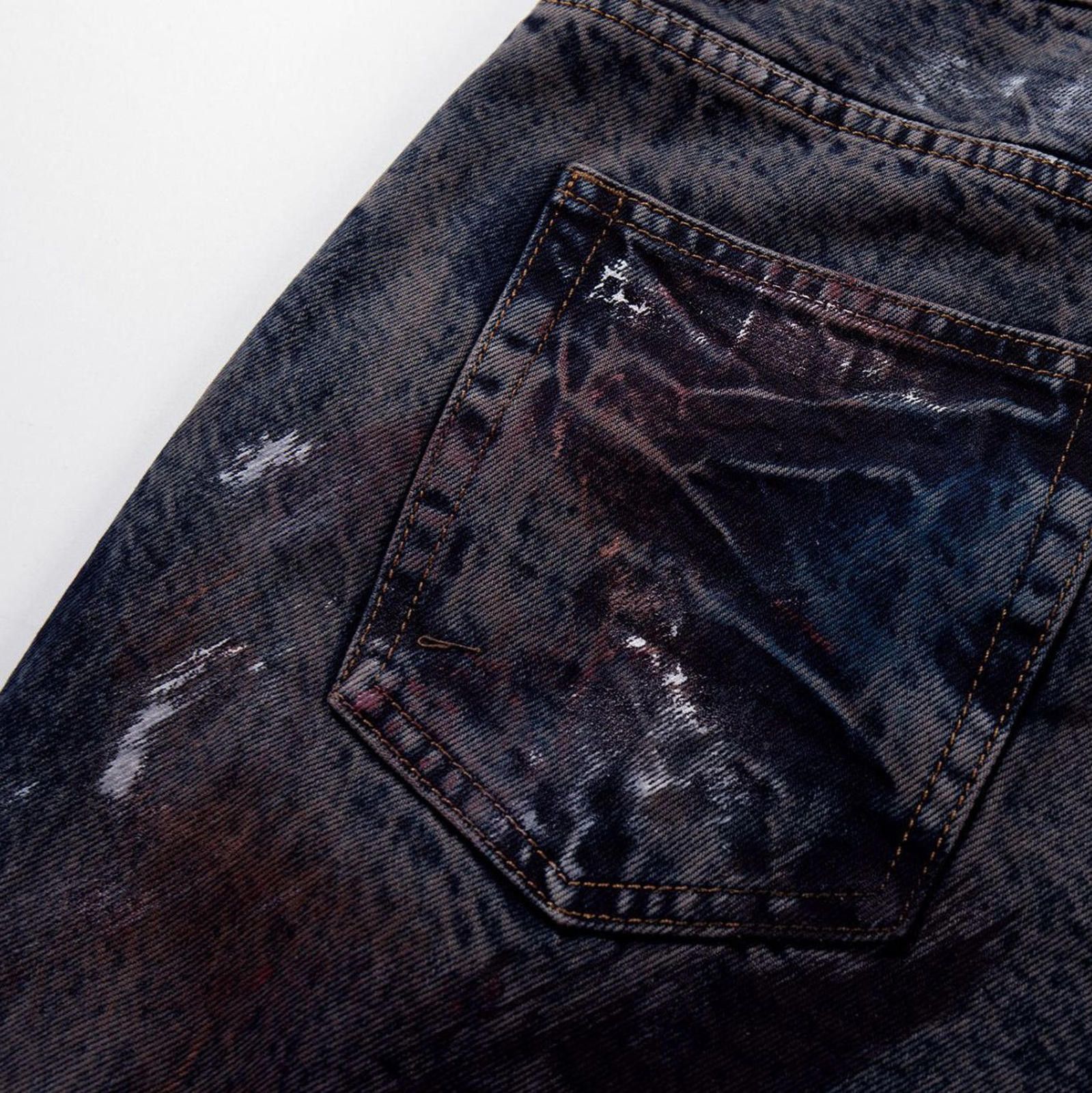 Jean Black Tie-Dye Wide Leg Denim Jeans, Relaxed Fit Pants Size US 30 / EU 46 - 4 Thumbnail