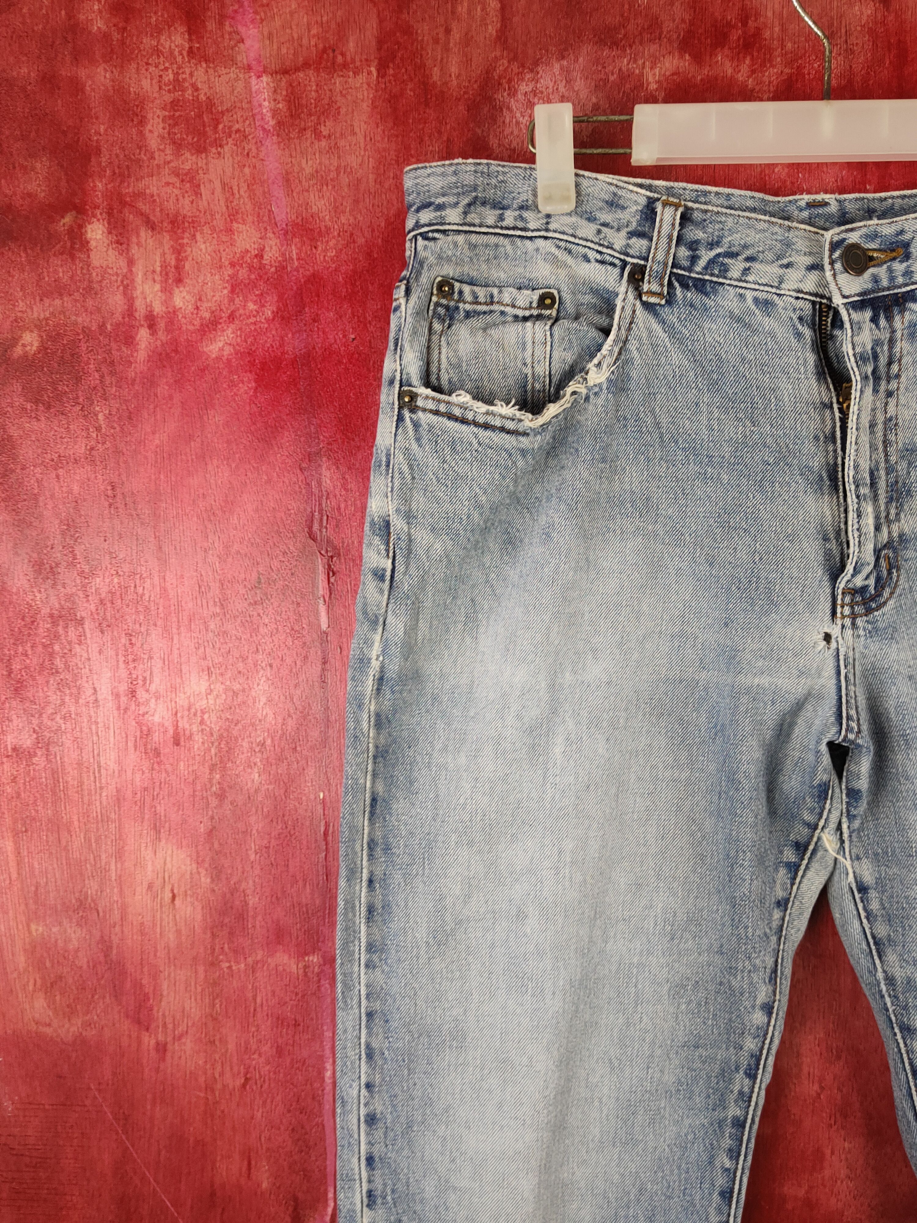 Japanese Brand Topvalu Blue Distressed Ripped Jeans #S2143 Size US 35 - 4 Thumbnail