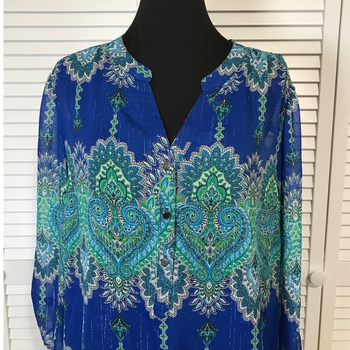 Other Sara Michelle Royal Blue Boho Paisley Sheer Tunic Blouse L Size L / US 10 / IT 46 - 4 Thumbnail