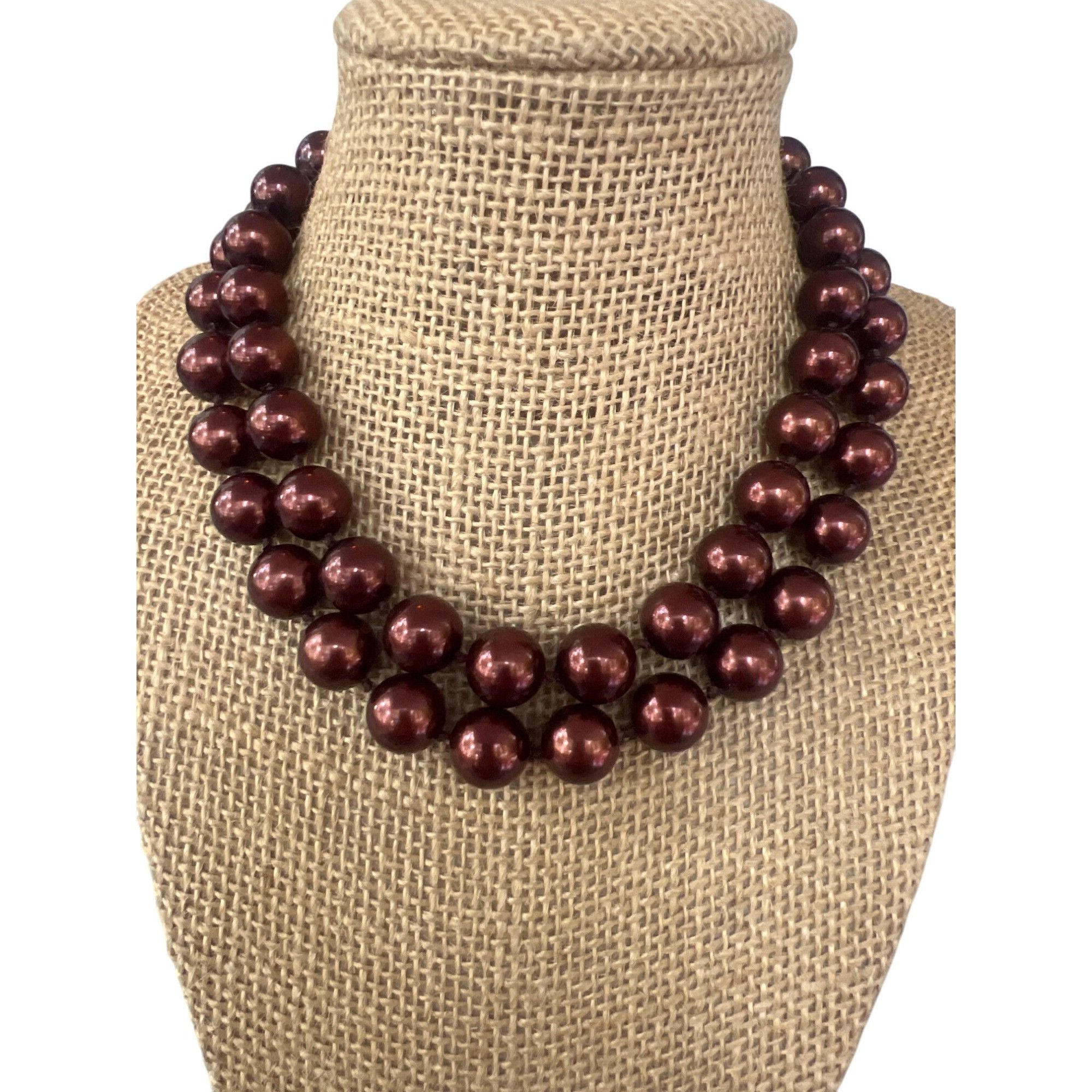 Other Vintage Double Strand Copper Chocolate Bronze Glass Bead Nec Size ONE SIZE - 1 Thumbnail