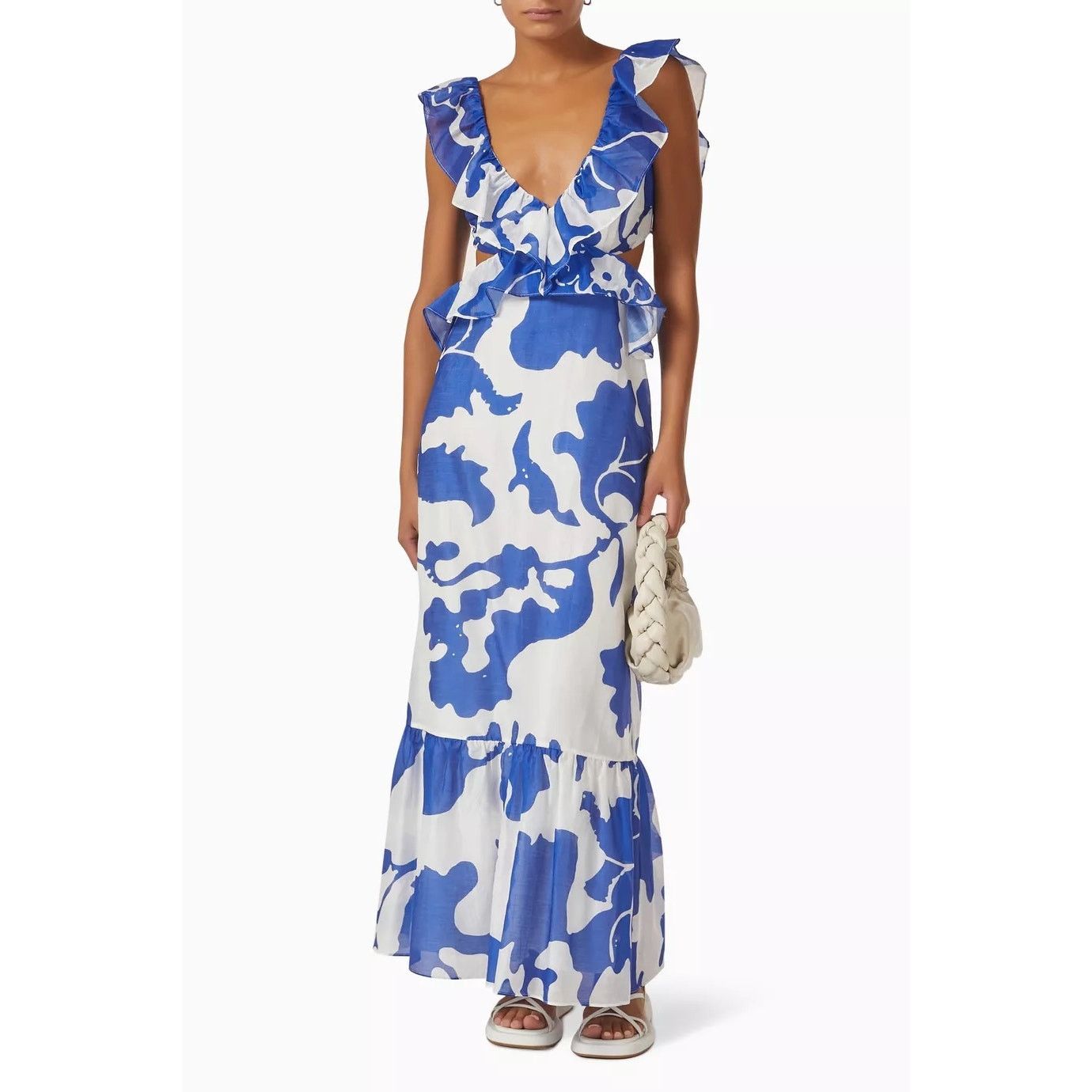SIR. Sir The Label Vivi Frill Maxi Dress blue white size US 2 XS Size XS / US 0-2 / IT 36-38 - 1 Thumbnail