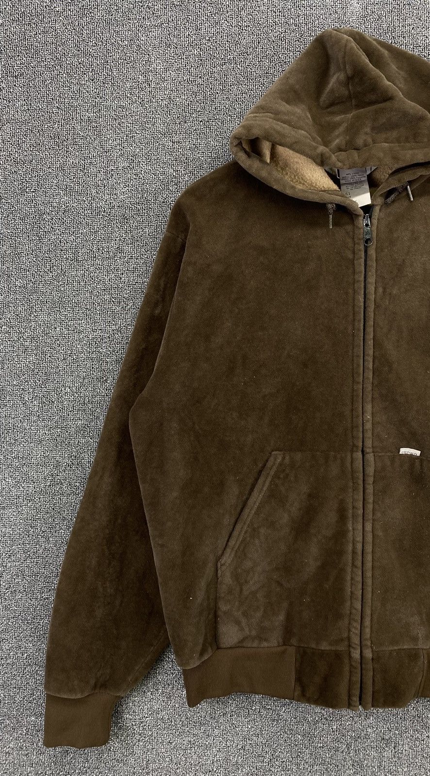 Carhartt Vintage 1990s Carhartt Fleece Faux Fur Zip Up Hoodie Jacket Size US L / EU 52-54 / 3 - 3 Thumbnail