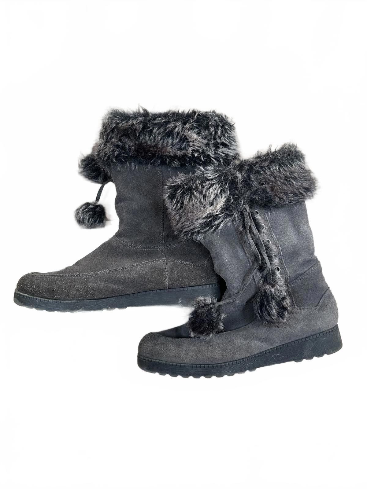 Unknown London Women's Boots Gray Faux Fur Pom Pom’s 7.5 Size US 7.5 / IT 37.5 - 1 Thumbnail