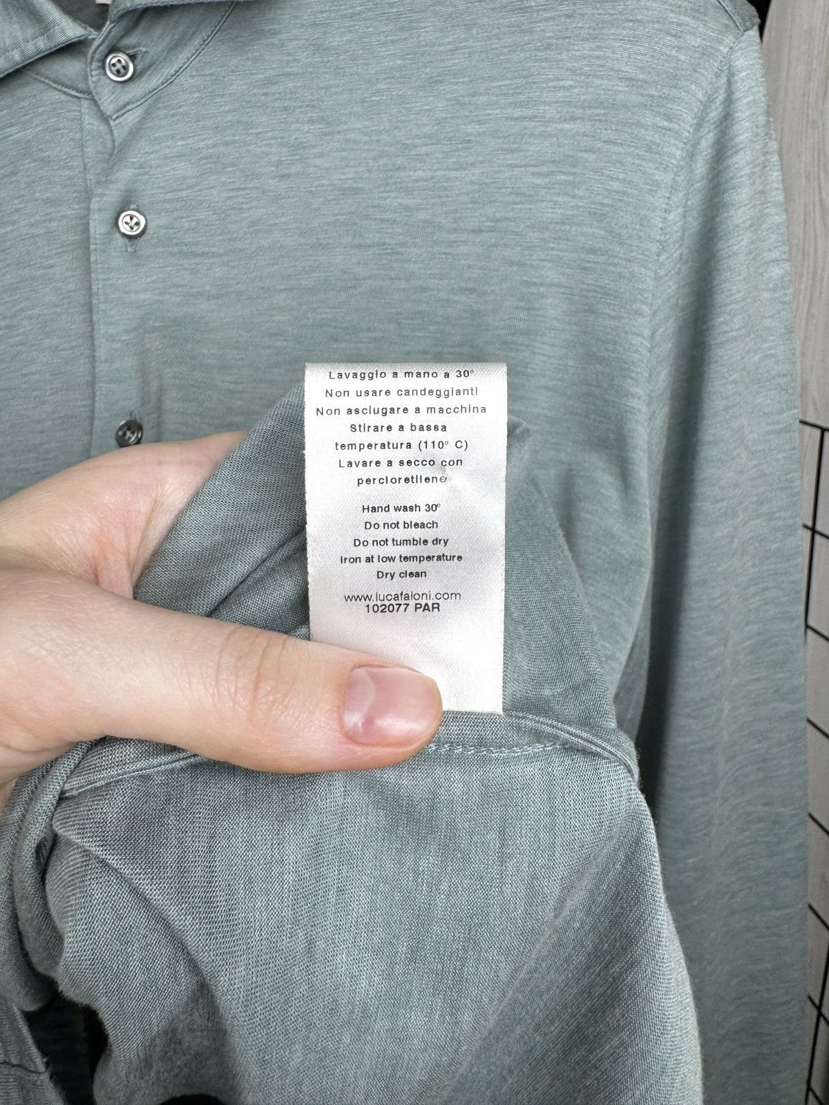 Other Luca Faloni Long Sleeve Polo Shirt Silk-Cotton Marine Green Size US XS / EU 42 / 0 - 13 Thumbnail