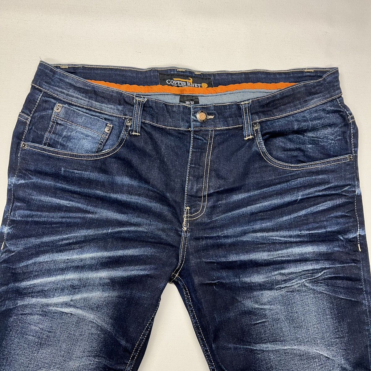 Vintage Copper Rivet Jeans Blue Denim Straight Y2K Hip Hop Baggy Size US 38 / EU 54 - 4 Thumbnail