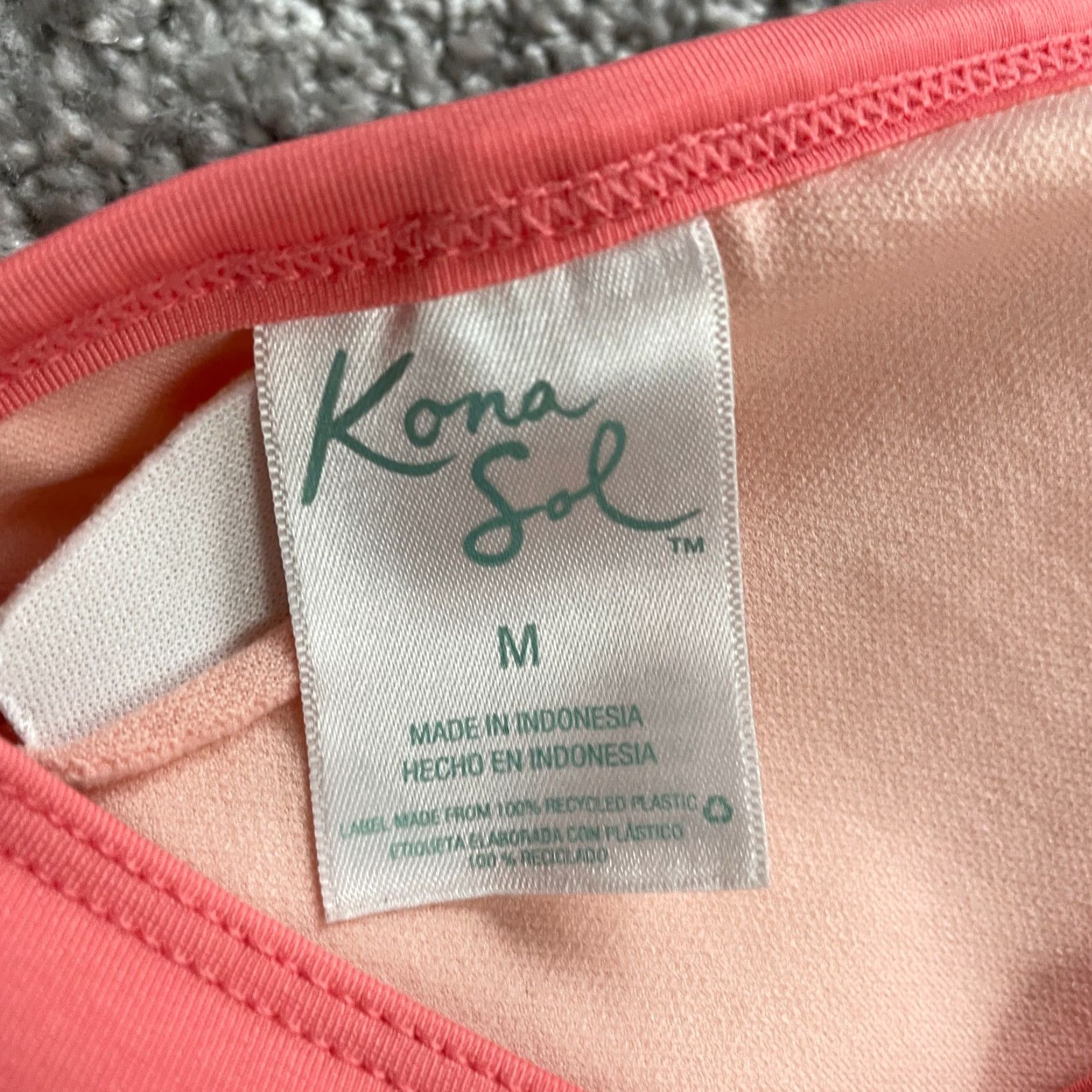 Vintage VINTAGE Kona Sol Women's Bikini Top M Peach Checkered Summer Beach Women Size M / US 6-8 / IT 42-44 - 5 Thumbnail