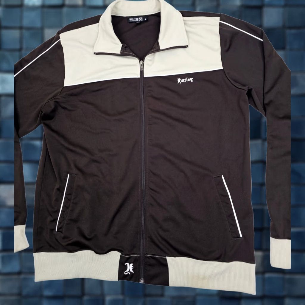 Hurley Hurley Y2K Full Zip Jacket Sweater Embroidered Logo Mens XL Beige Brown EUC Size US XL / EU 56 / 4 - 1 Thumbnail