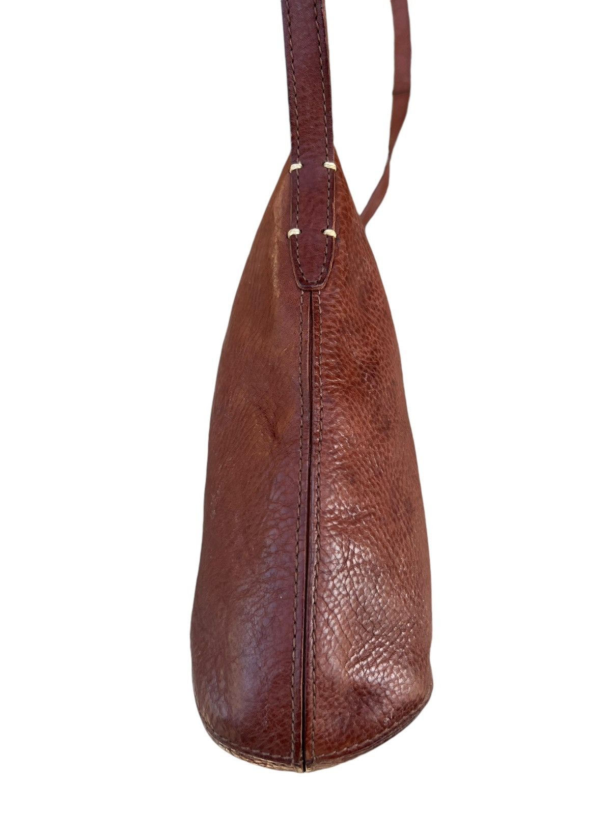 Leather Genten Japan Patina Brown Solid Leather Bag Sling Size ONE SIZE - 12 Thumbnail