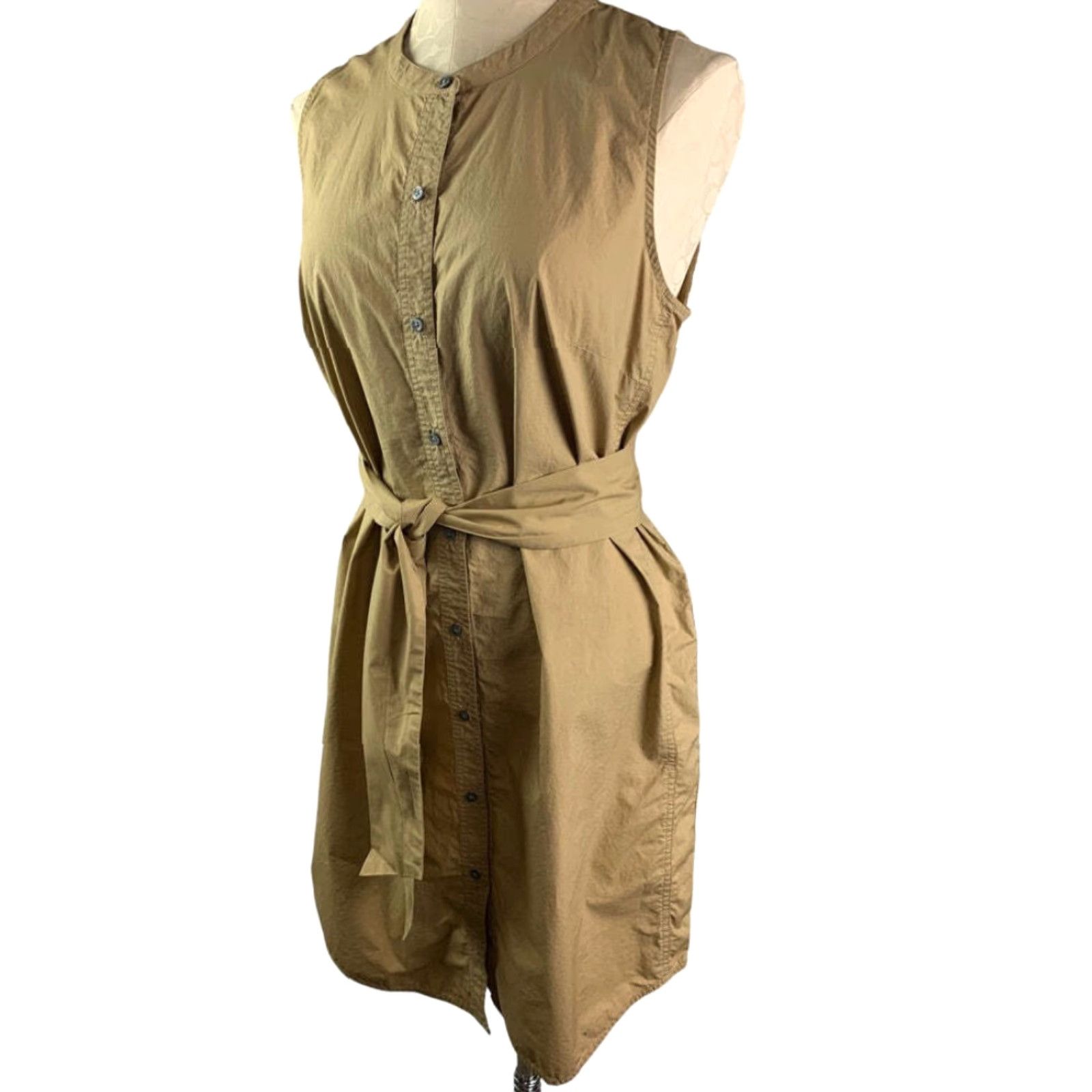 J.Crew Medium J.Crew Collection Women's Sleeveless Poplin Shirtdress Brown Style#J1570 Shirt Dress M Womens Brown 100% Cotton Knee Length Size M / US 6-8 / IT 42-44 - 3 Thumbnail