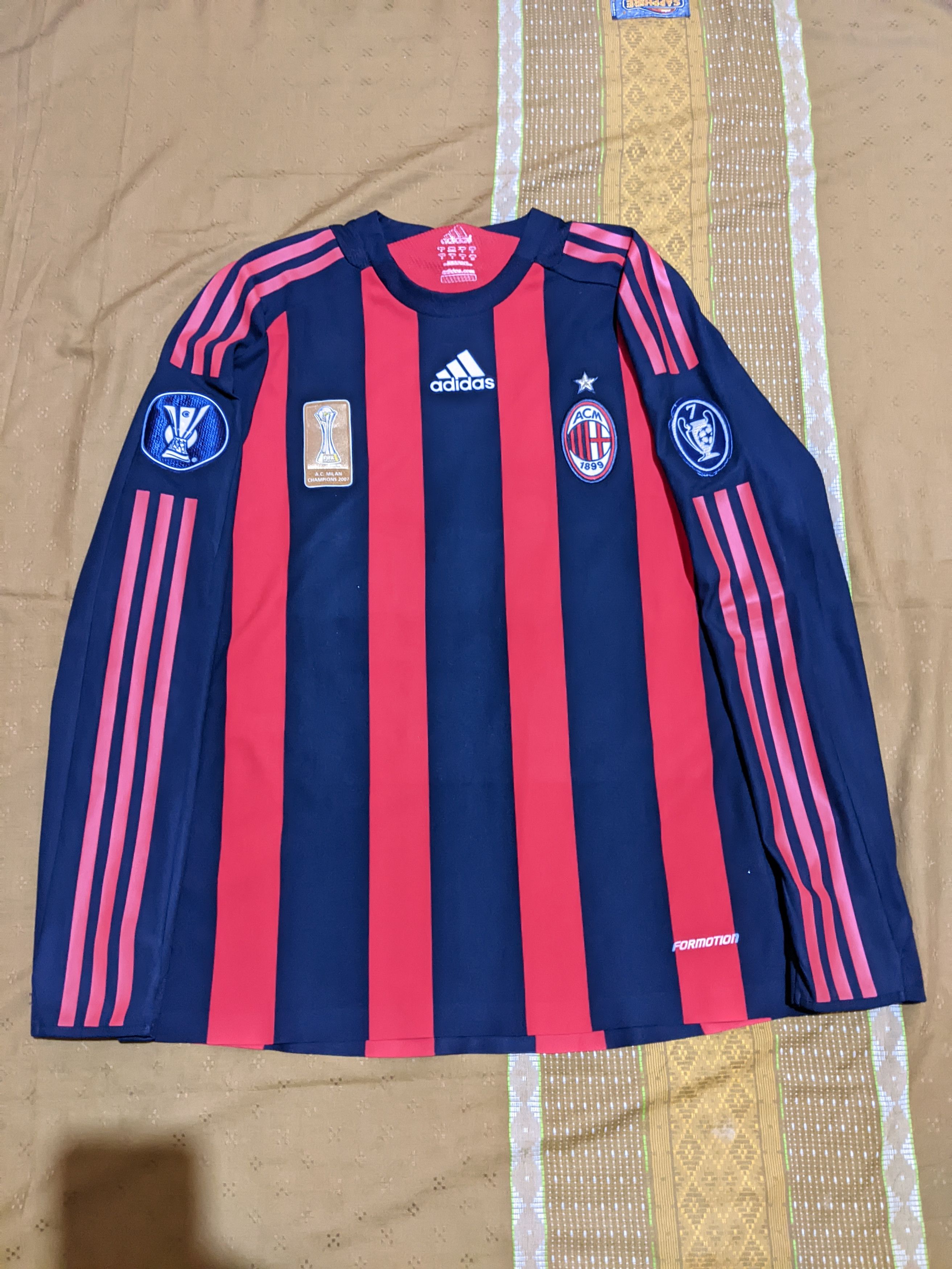 image of Adidas x Soccer Jersey Ac Milan 2008-09 Home Jersey Players Issue Long Sleeve Kaka in Red/Black (Si