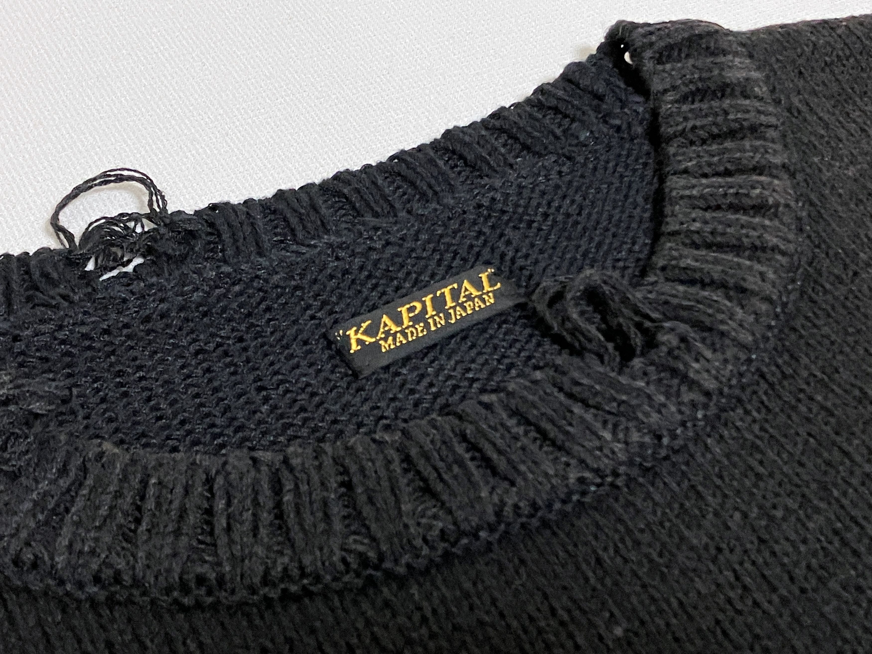 Kapital KAPITAL 5G cotton knit crew sweater anarchy RAINBOWY black Size US L / EU 52-54 / 3 - 11 Thumbnail
