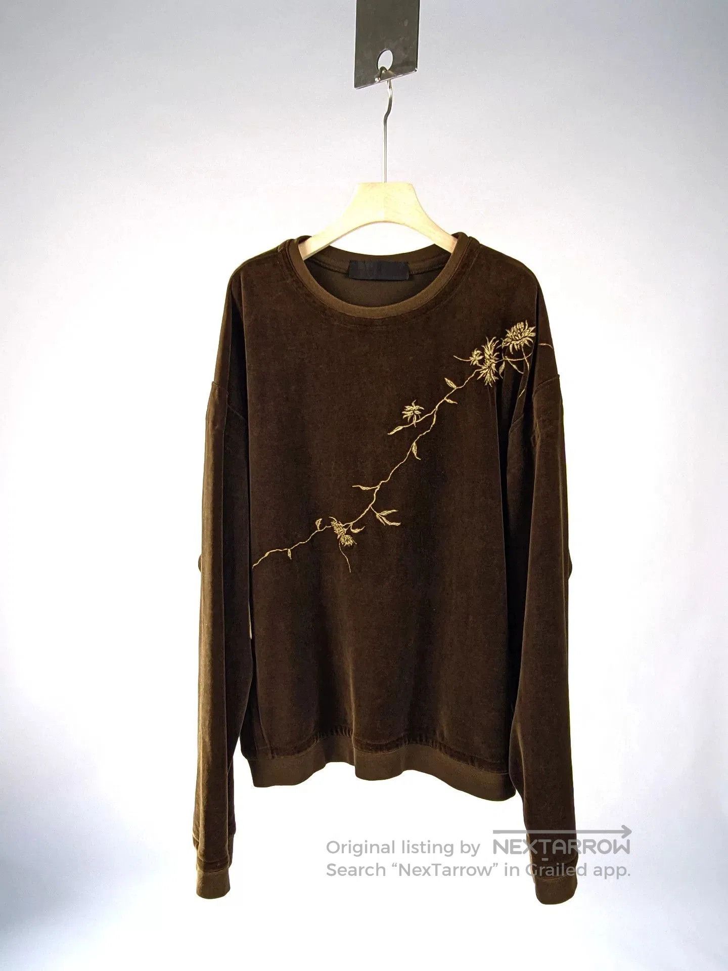 Haider Ackermann men's velvet sweatshirt with floral design. Size US M / EU 48-50 / 2 - 2 Thumbnail