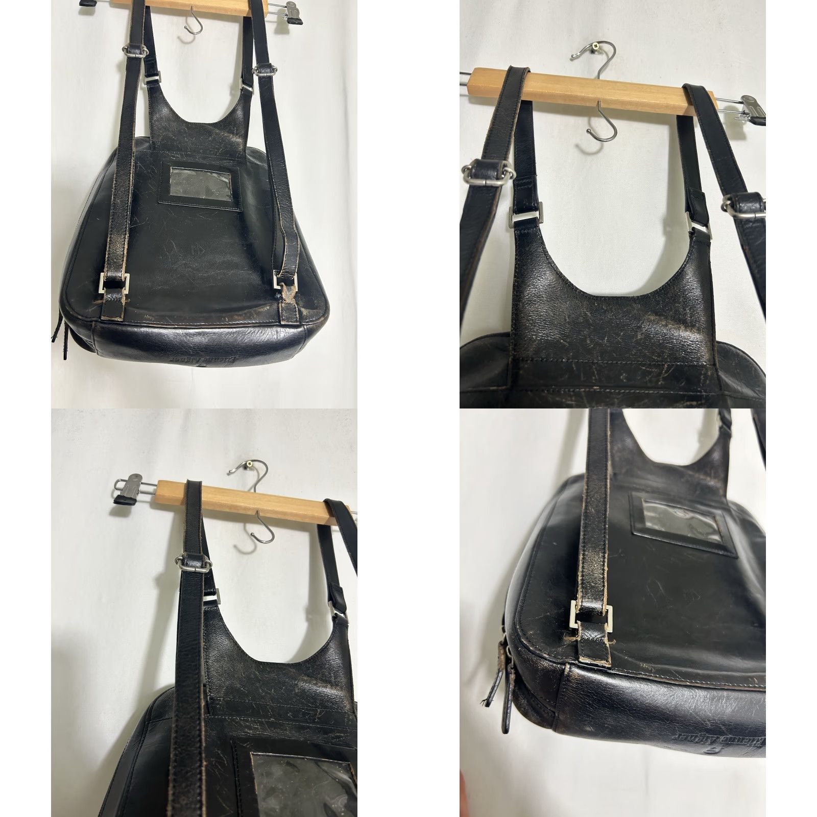 Etienne Aigner VINTAGE Etienne Aigner Black Leather Mini Backpack Purse Distressed 11x9.5x3 Women Mini Backpack Leather Distressed 11x9.5x3 Womens Size ONE SIZE - 9 Thumbnail