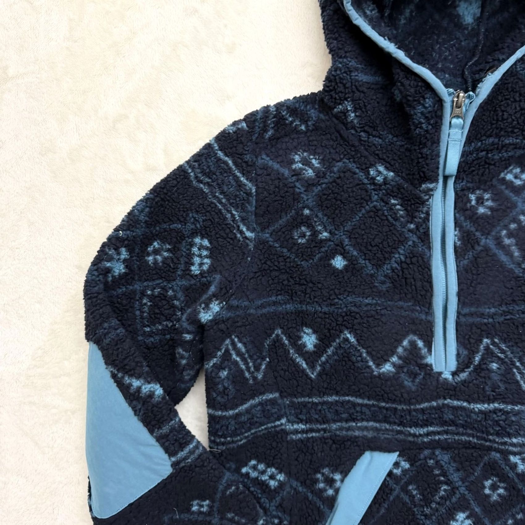 The North Face The North Face Sweater Womens XS Blue Fleece Hooded Half Zip Pullover Elbow Pads Size XS / US 0-2 / IT 36-38 - 6 Thumbnail