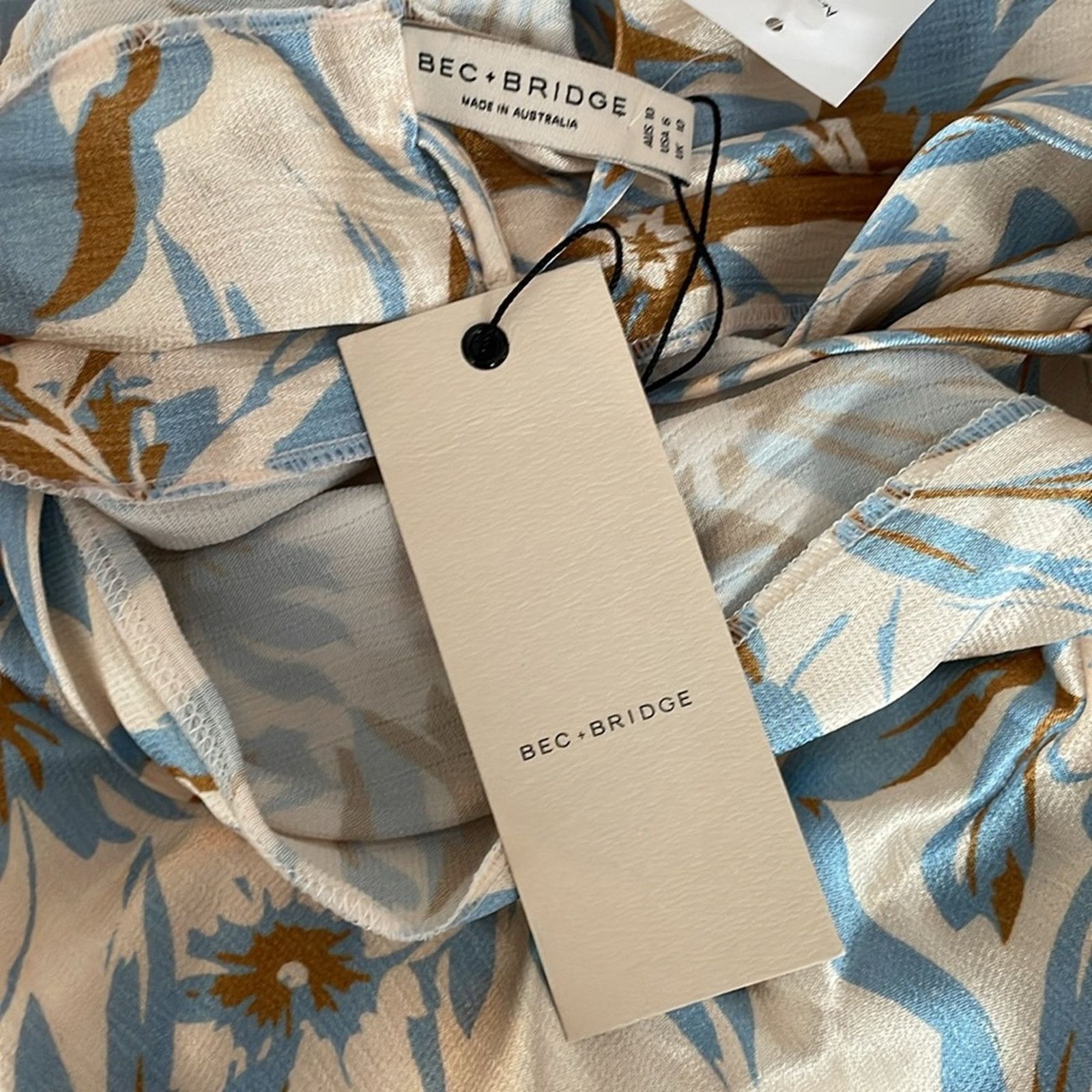 BEC + BRIDGE Bec & Bridge Stella Maxi Dress Blue Beige Tropical Floral 6 Size M / US 6-8 / IT 42-44 - 8 Thumbnail