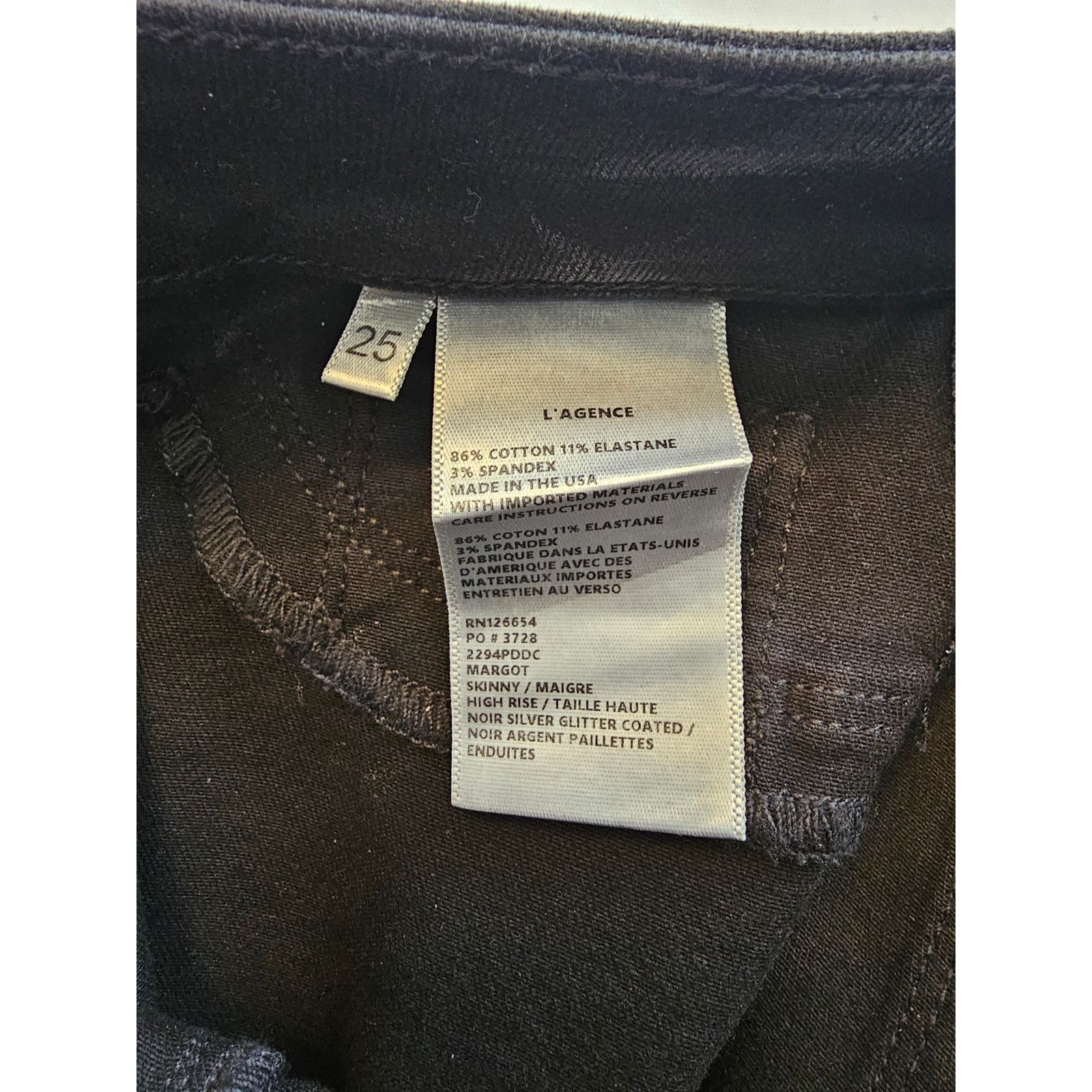 L'AGENCE EUC L'AGENCE Margot High Rise Noir Glitter Skinny Jeans 25 Size 25" / US 0 / IT 36 - 8 Thumbnail