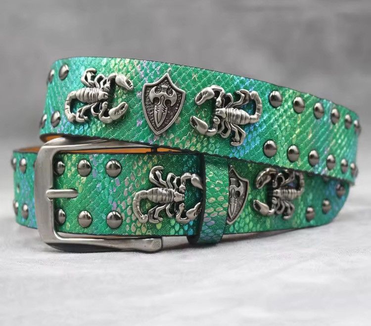 Cowboy Equipment 115 Cm scorpion Rivet PU Leather Belt Size ONE SIZE - 2 Thumbnail