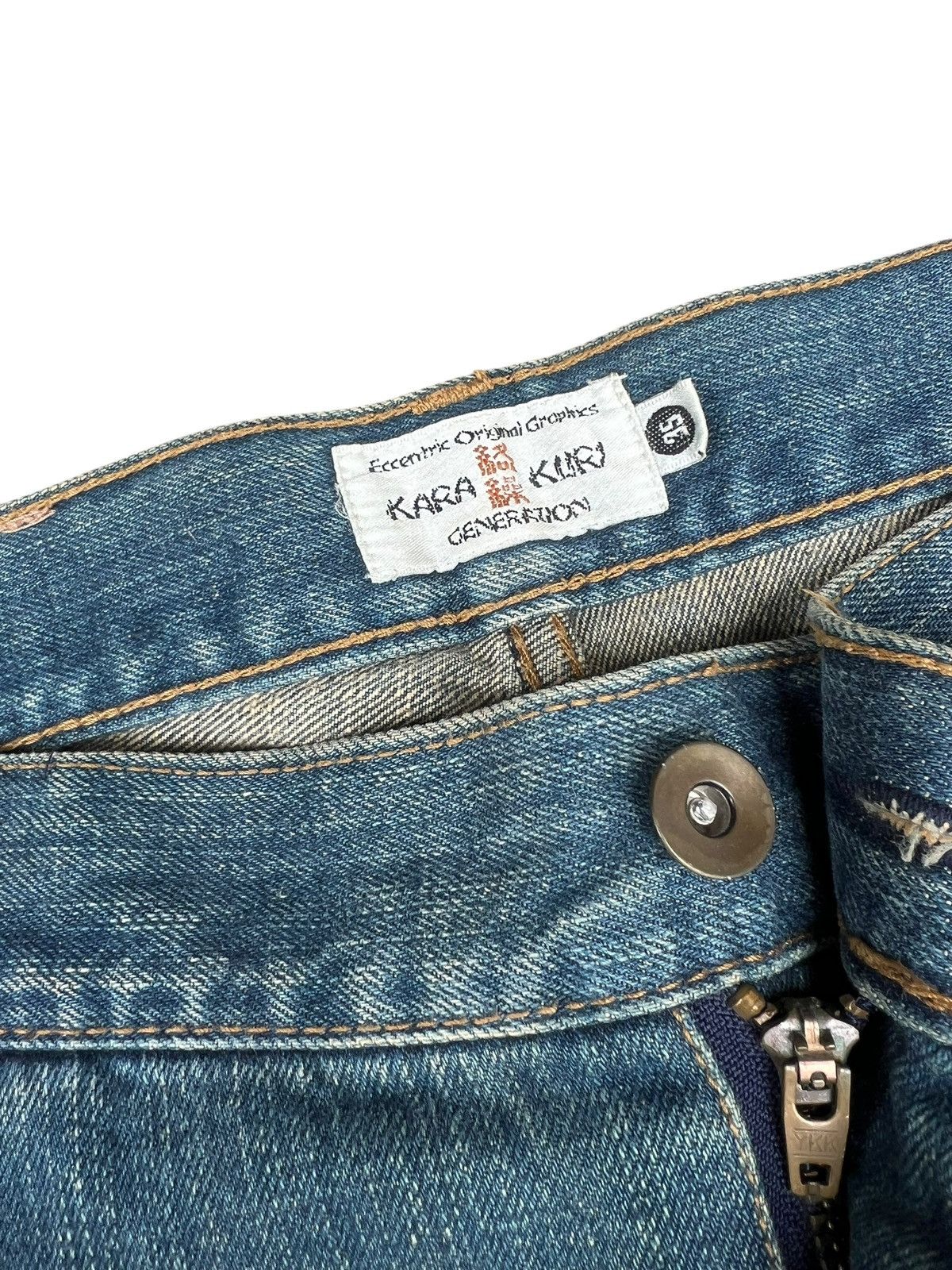Vintage Dirty Mud KARAKURI GENERATION Embroidery Denim Jeans Size US 35 - 5 Thumbnail
