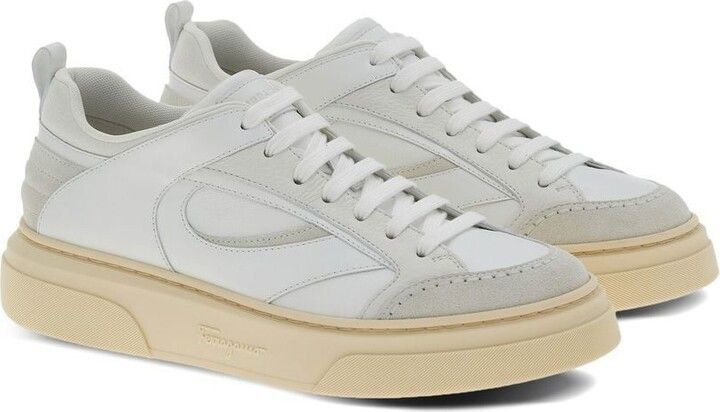 Salvatore Ferragamo o1s1rm0924 Cassina Mix Low-Top Sneaker in White Size US 11.5 / EU 44-45 - 2 Thumbnail