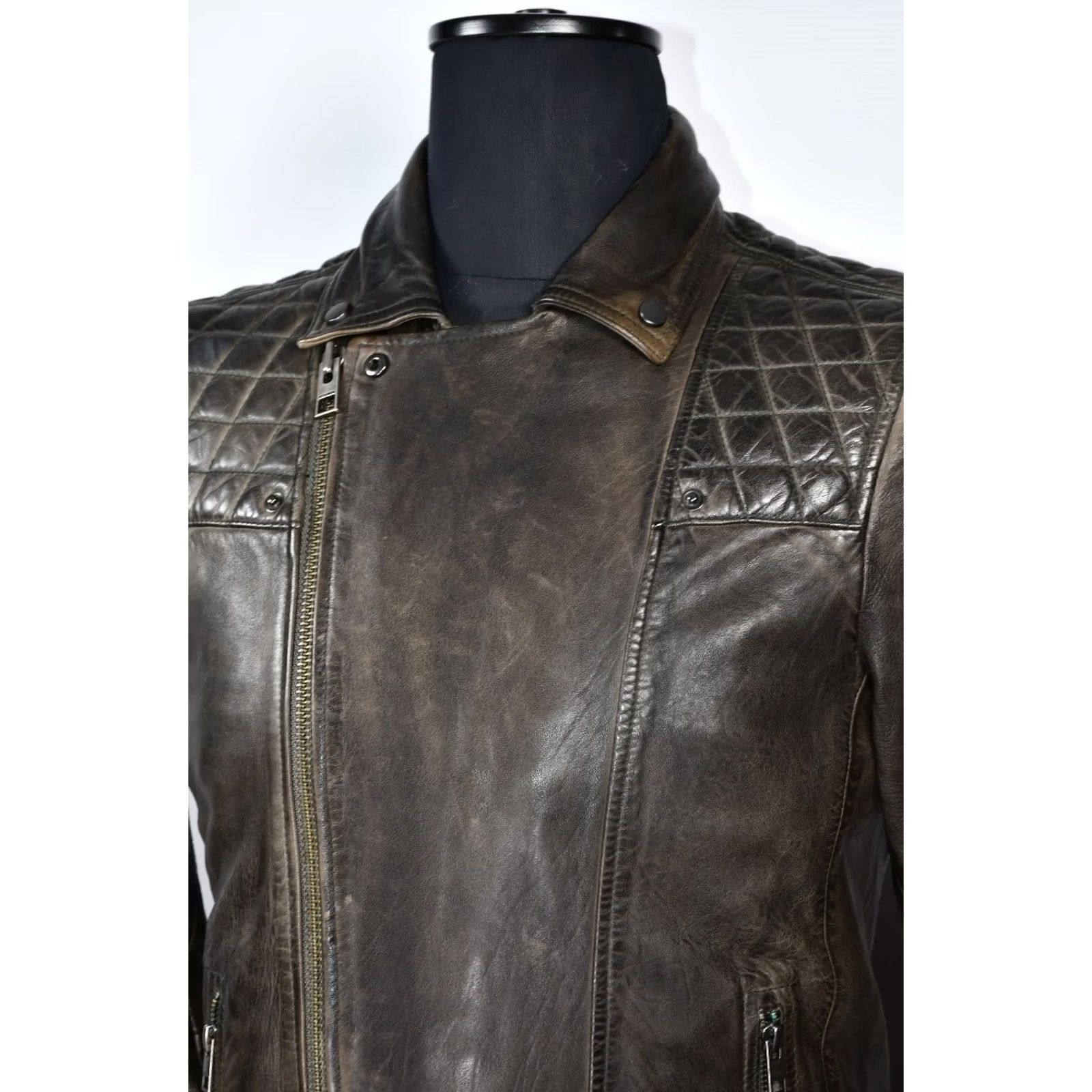 Allsaints AllSaints Conroy Leather Biker Jacket Mens S Brown Leather Jacket Casual Motorcycle Style 100% Leather 62%Viscose 36%Cotton Lining Size US S / EU 44-46 / 1 - 6 Thumbnail