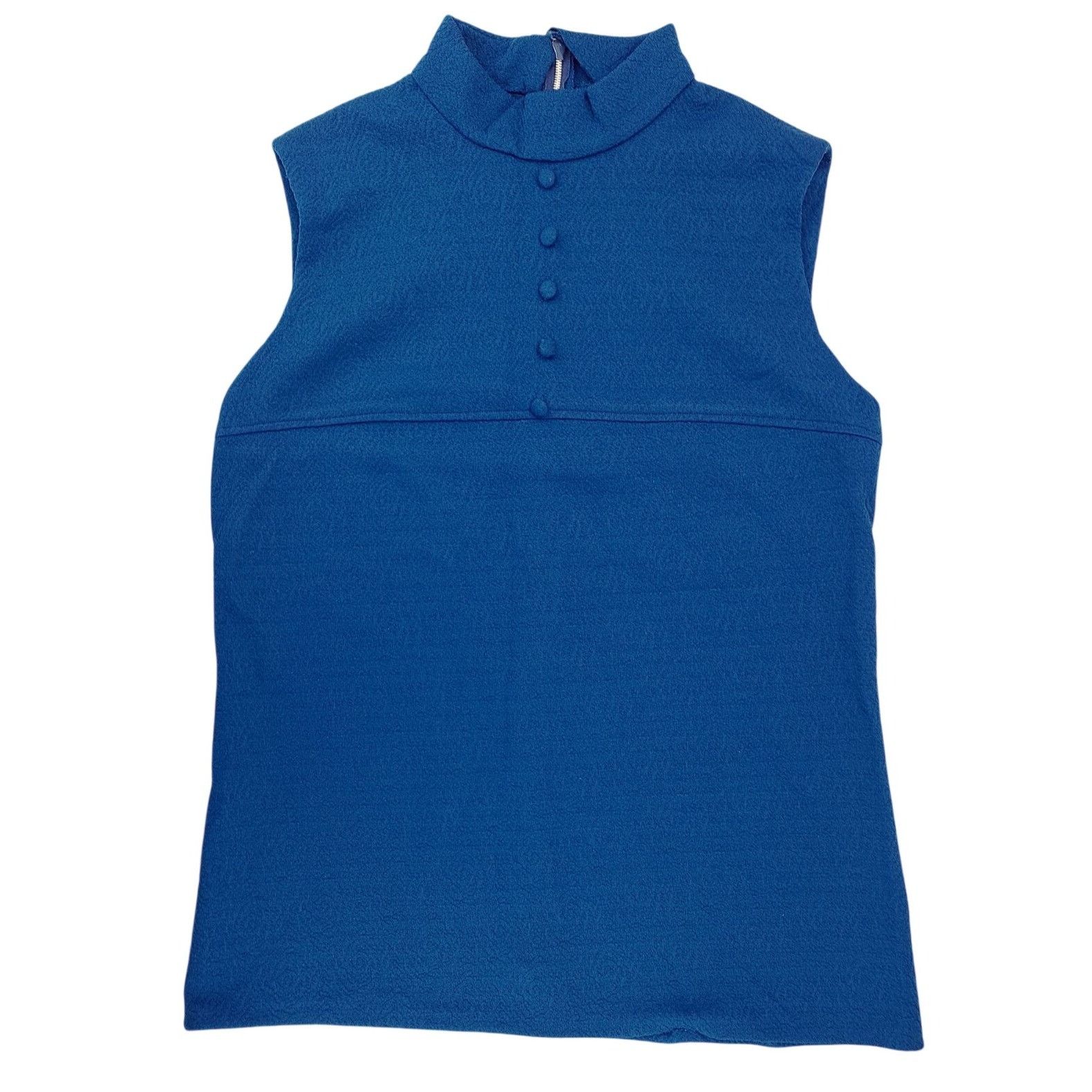 Handmade Vintage Handmade Sleeveless Blue High Neck Textured Top Size M / US 6-8 / IT 42-44 - 1 Thumbnail