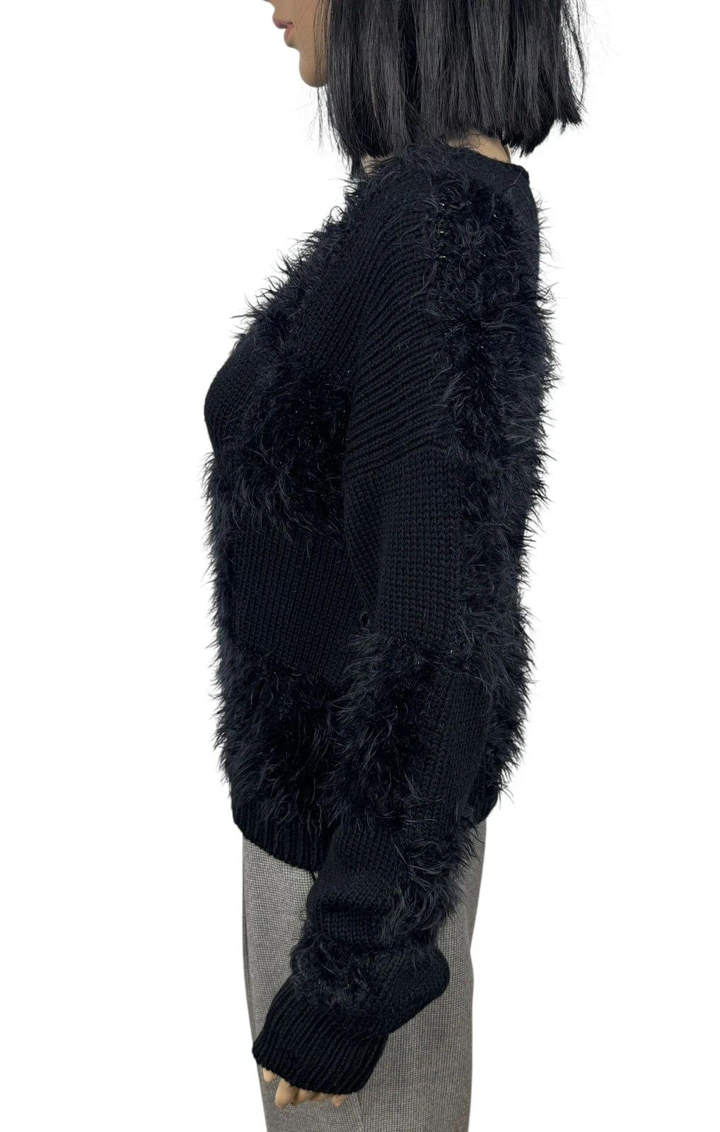Other Attic and Barn Wool Sweater V-Neck Faux Fur Trim Size M / US 6-8 / IT 42-44 - 5 Thumbnail