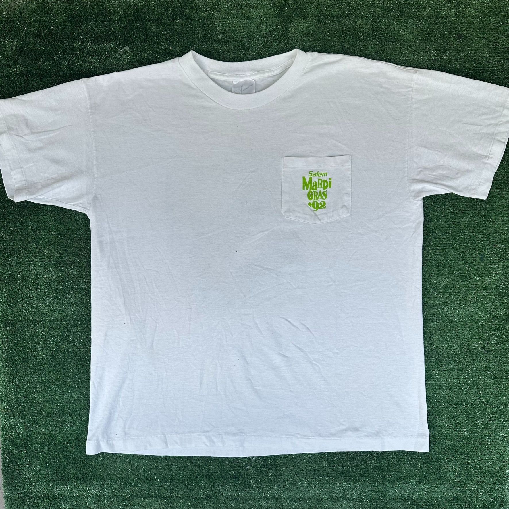 Vintage Vintage 90s Salem Cigarettes Mardi Gras 1992 T-Shirt White X Size US XL / EU 56 / 4 - 5 Thumbnail