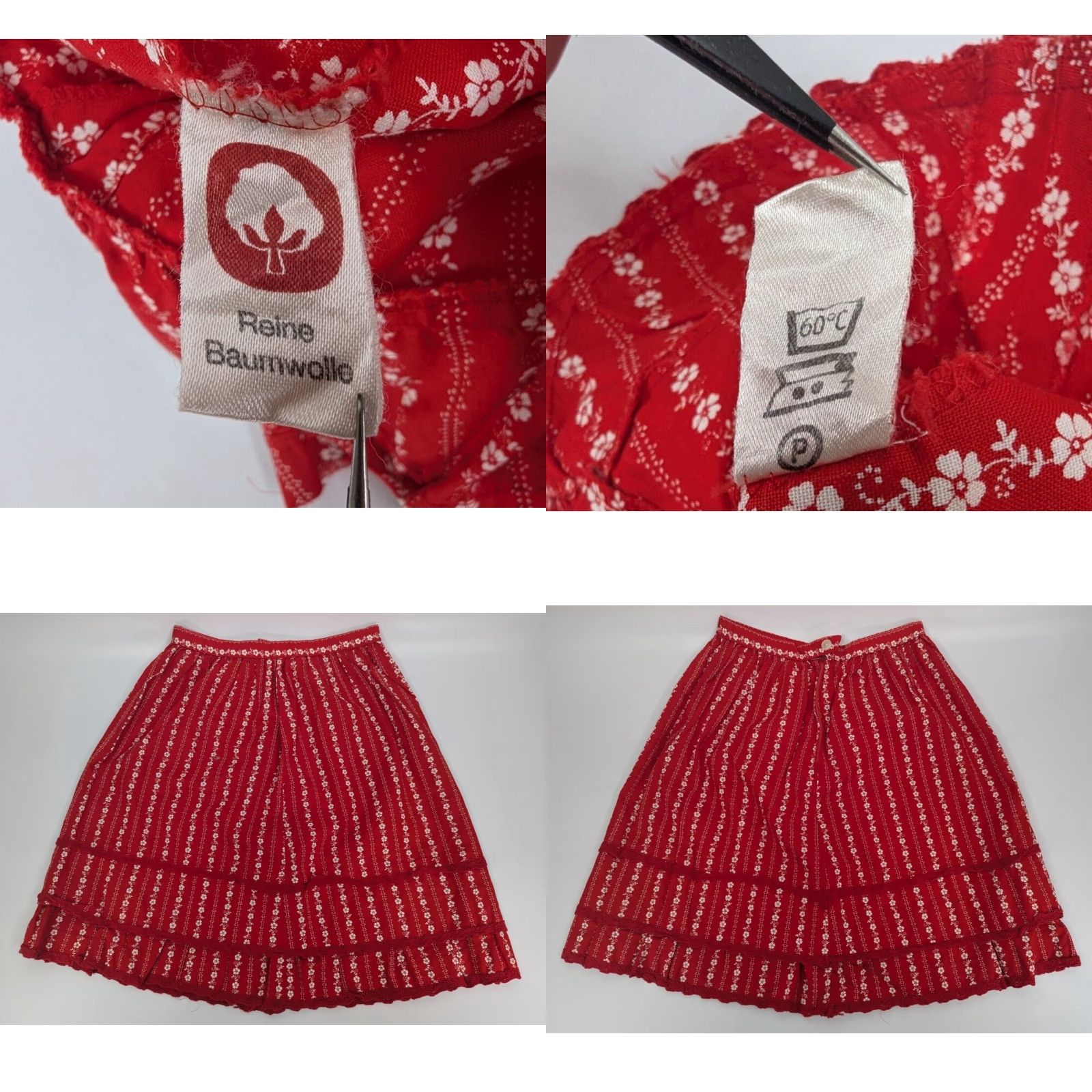 Vintage VINTAGE Lucie Linden Red Floral Vest Skirt Set 3pc 40 48 Size S / US 4 / IT 40 - 8 Thumbnail