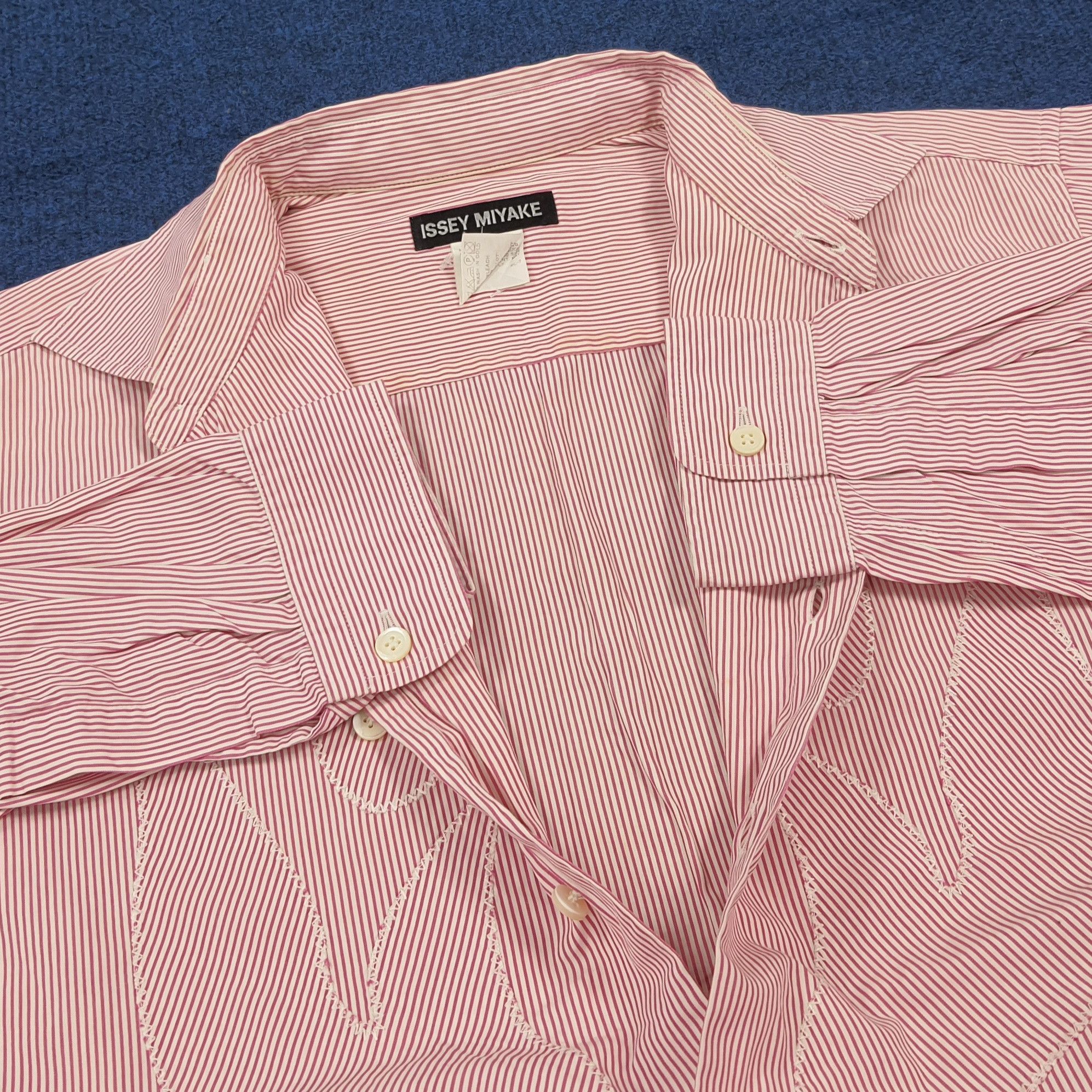 Issey Miyake Rare Issey Miyake Striped Shirt Fire Stitched C294N73 Size US M / EU 48-50 / 2 - 4 Thumbnail