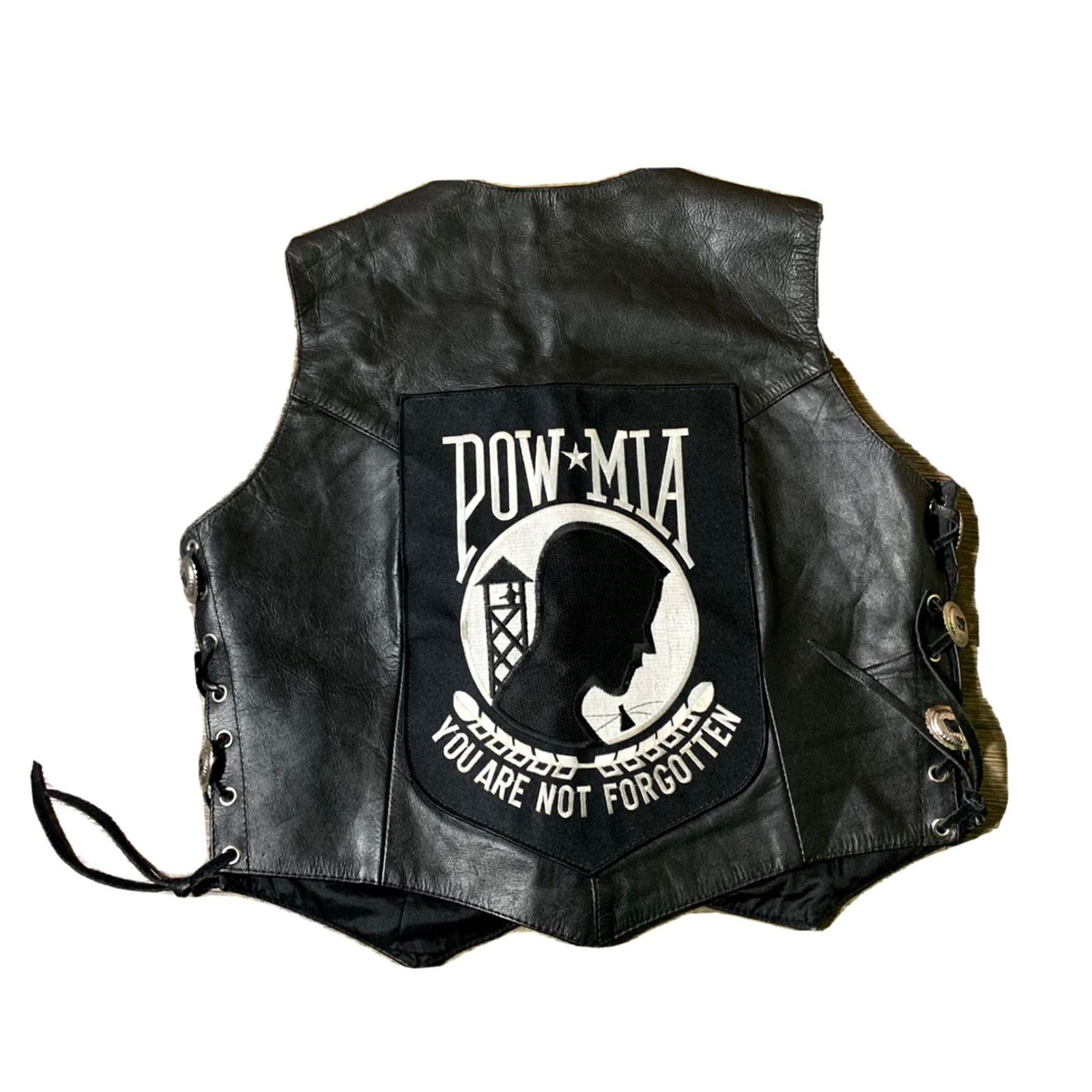 Vintage VINTAGE Antelope Creek Leather Womens Motorcycle Vest POW MIA Black Medium Size M / US 6-8 / IT 42-44 - 2 Thumbnail