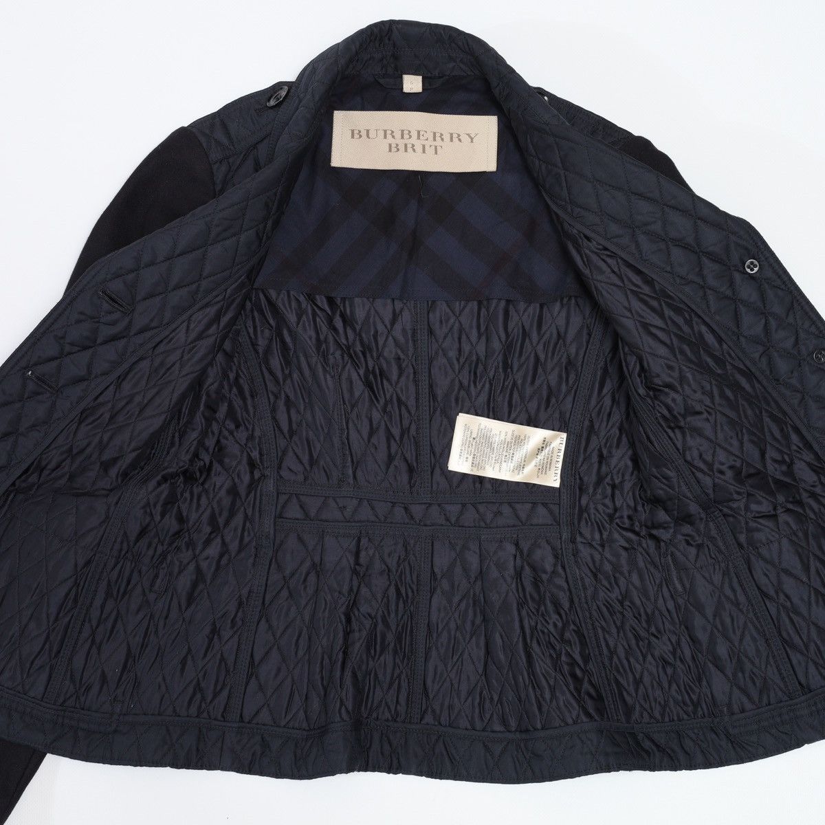 Burberry Burberry Brit Quilted Jacket With Wool Sleeve Navy Size S / US 4 / IT 40 - 20 Thumbnail
