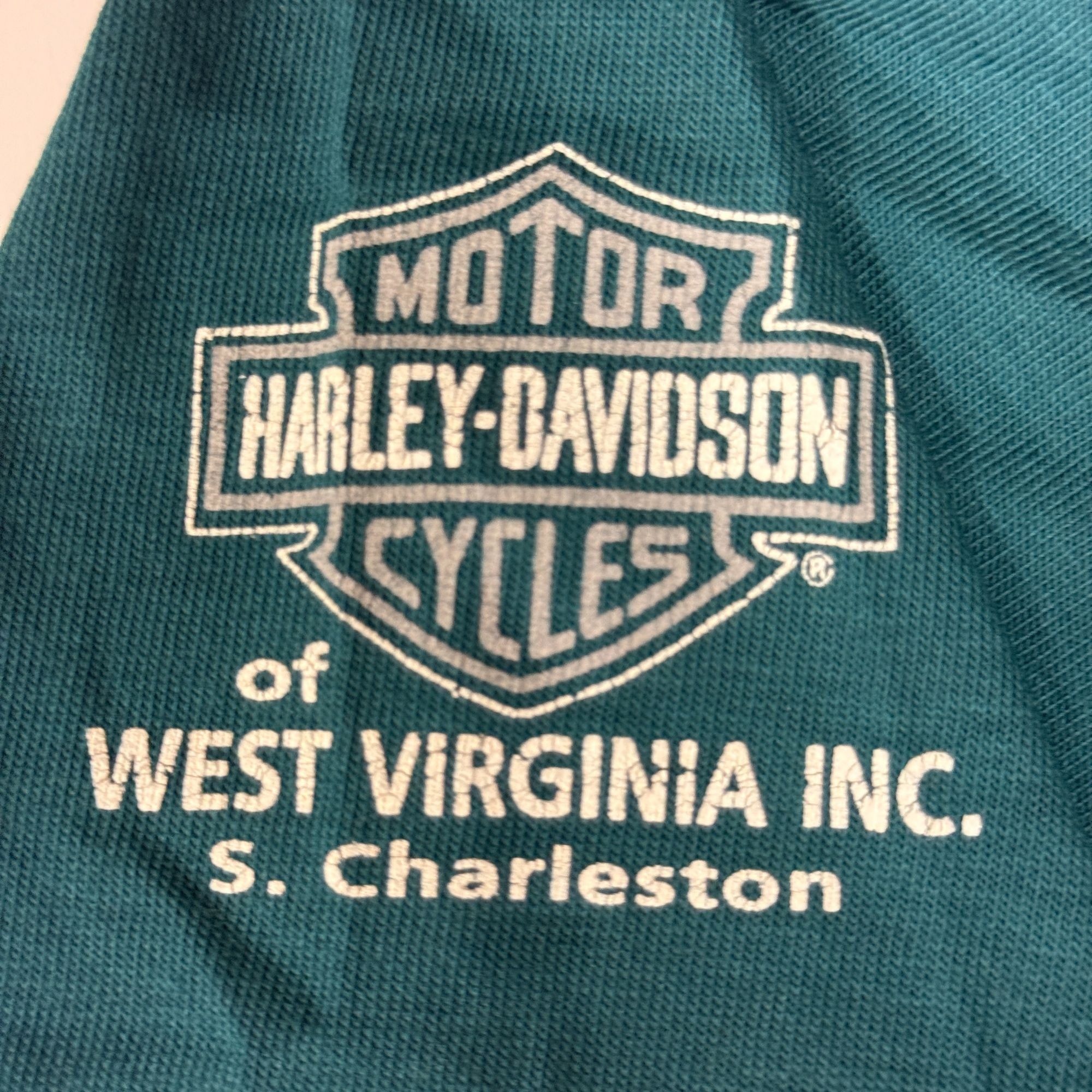Harley Davidson 80 90's H-D Polo S Charleston Biker POCKET 50/50 T Shirt L Size US L / EU 52-54 / 3 - 4 Thumbnail