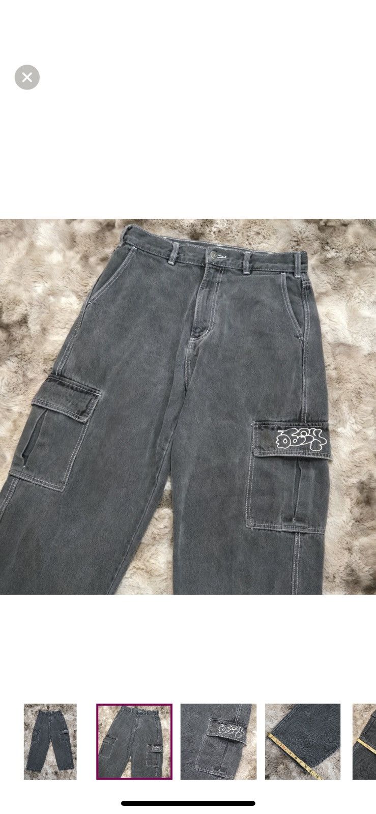 Obey Y2K OBEY Charcoal Black Wash Cargo Straight Wide Pants 30x30 Size US 30 / EU 46 - 2 Thumbnail