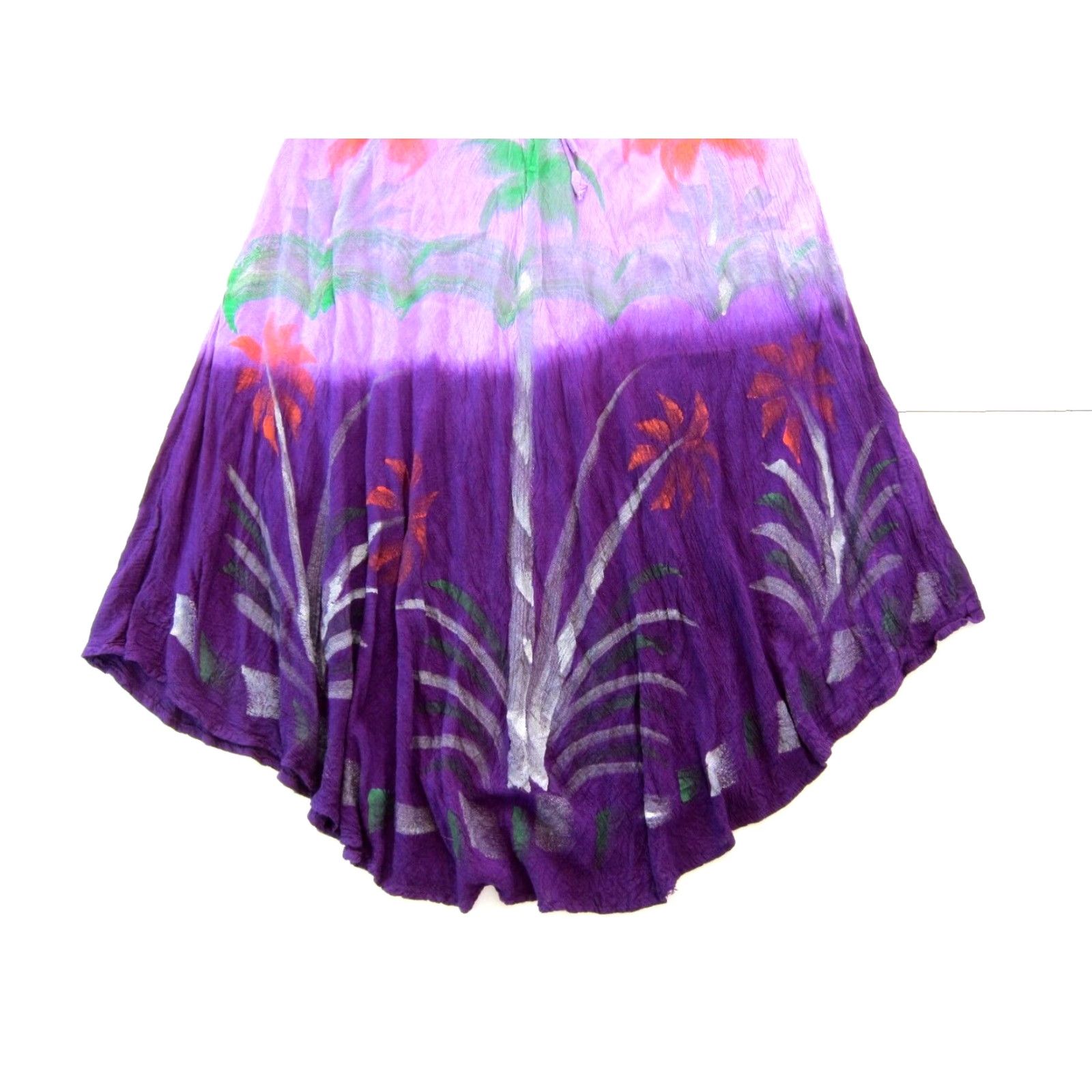Vintage Vintage SB Fashion Tunic Dress M-L Short Sleeve 100% Rayon Purple Green Orange Floral Dress Midi Women's SB Fashions Size 32" / US 10 / IT 46 - 8 Thumbnail