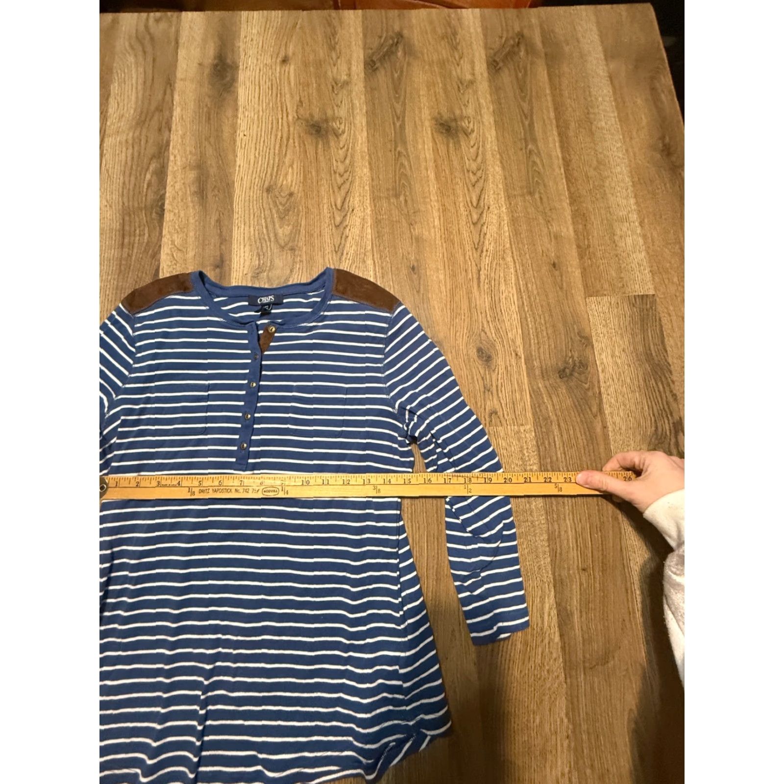 Chaps VINTAGE CHAPS Shirt Women’s Large White Blue Brown Striped Long Sleeve 3/4 Button Size L / US 10 / IT 46 - 5 Thumbnail
