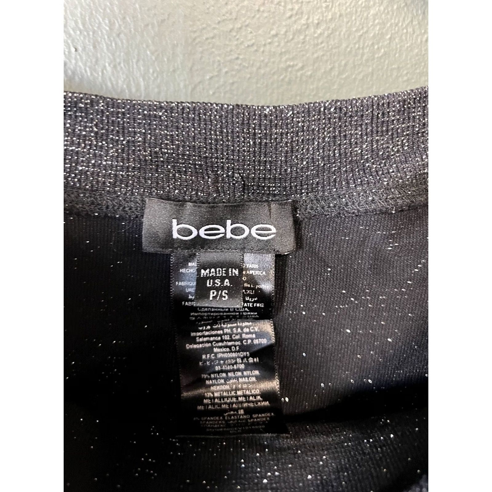 Bebe VINTAGE bebe Metallic Nylon Y2K Black Dress Petite Small Size S / US 4 / IT 40 - 3 Thumbnail