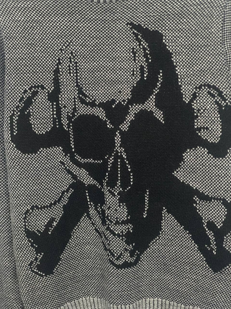 Japanese Brand × Vintage CRAZY Y2K SKULL ALL OVER PRINT Knitted RIBBED SWEATER Size US M / EU 48-50 / 2 - 3 Thumbnail