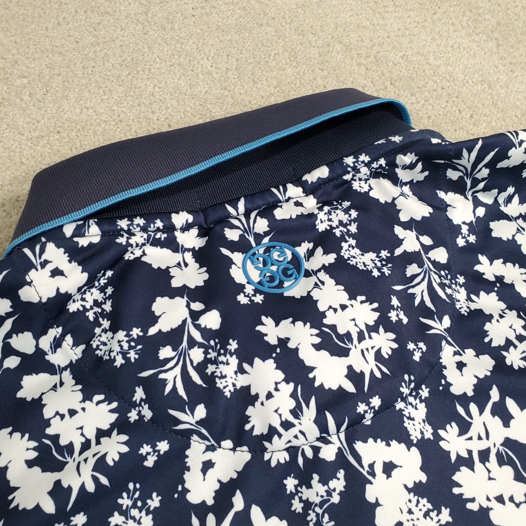 Vintage G Fore Polo Shirt Mens M Blue White Performance Stretch Floral Collar Golf Size US M / EU 48-50 / 2 - 6 Thumbnail